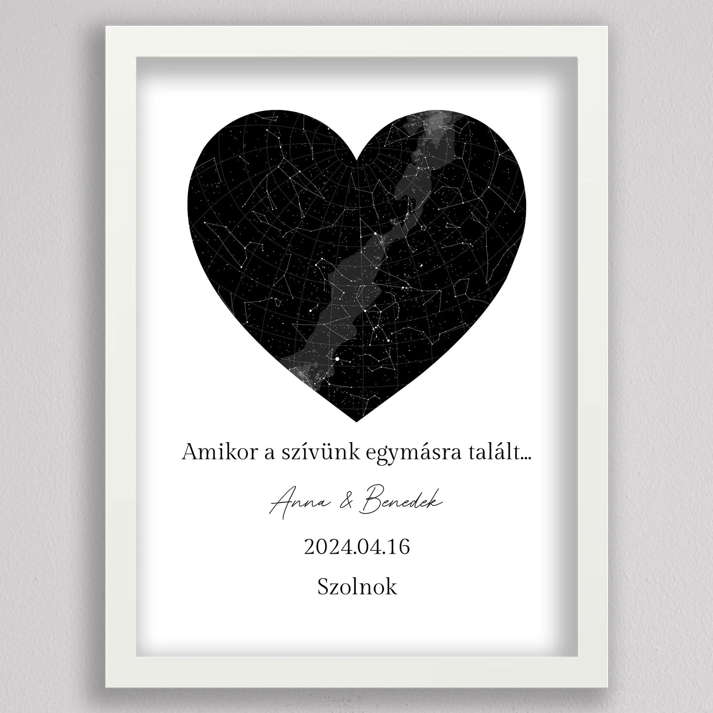 Egyedi SZÍV alakú szerelmes csillagtérkép - többszínű