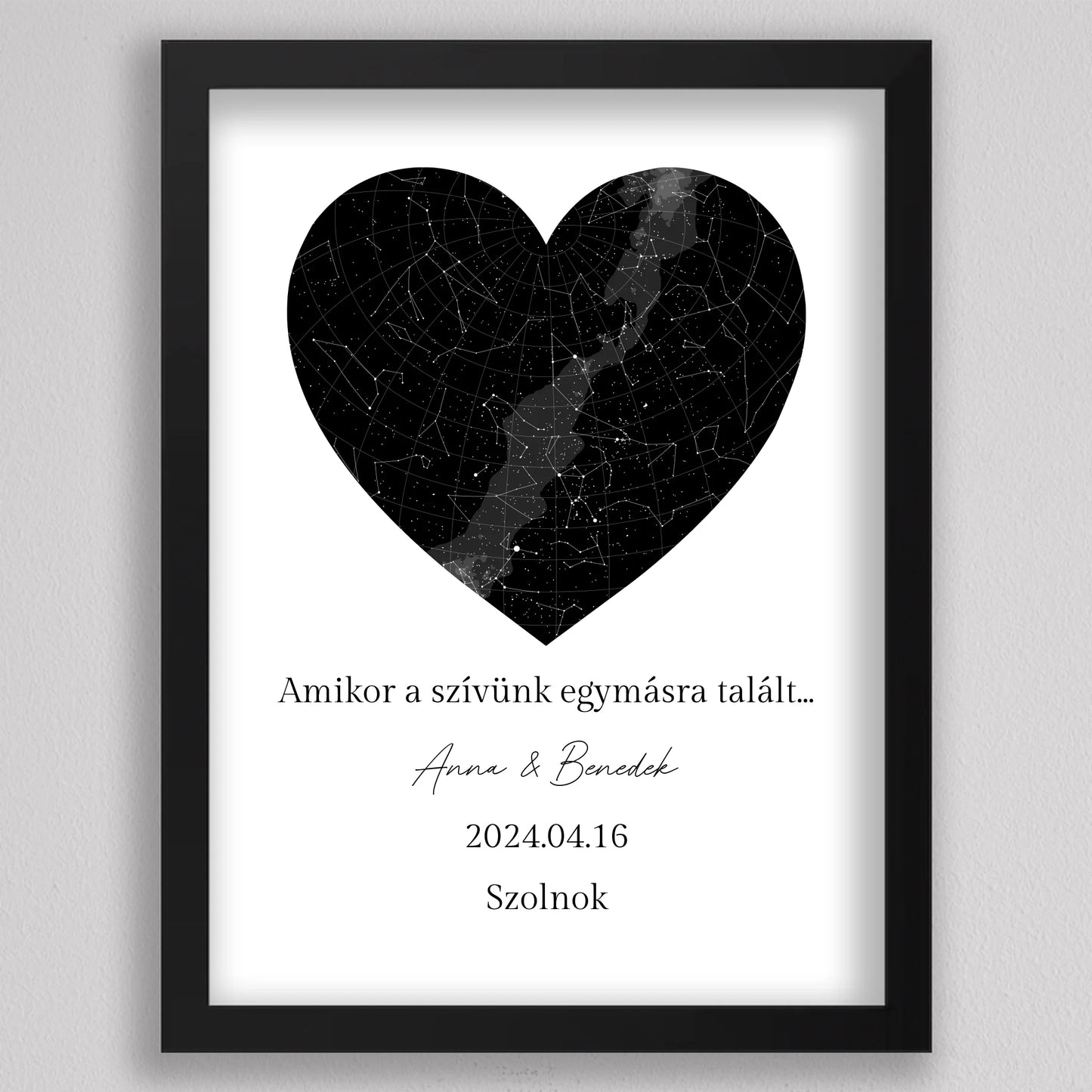 Egyedi SZÍV alakú szerelmes csillagtérkép - többszínű