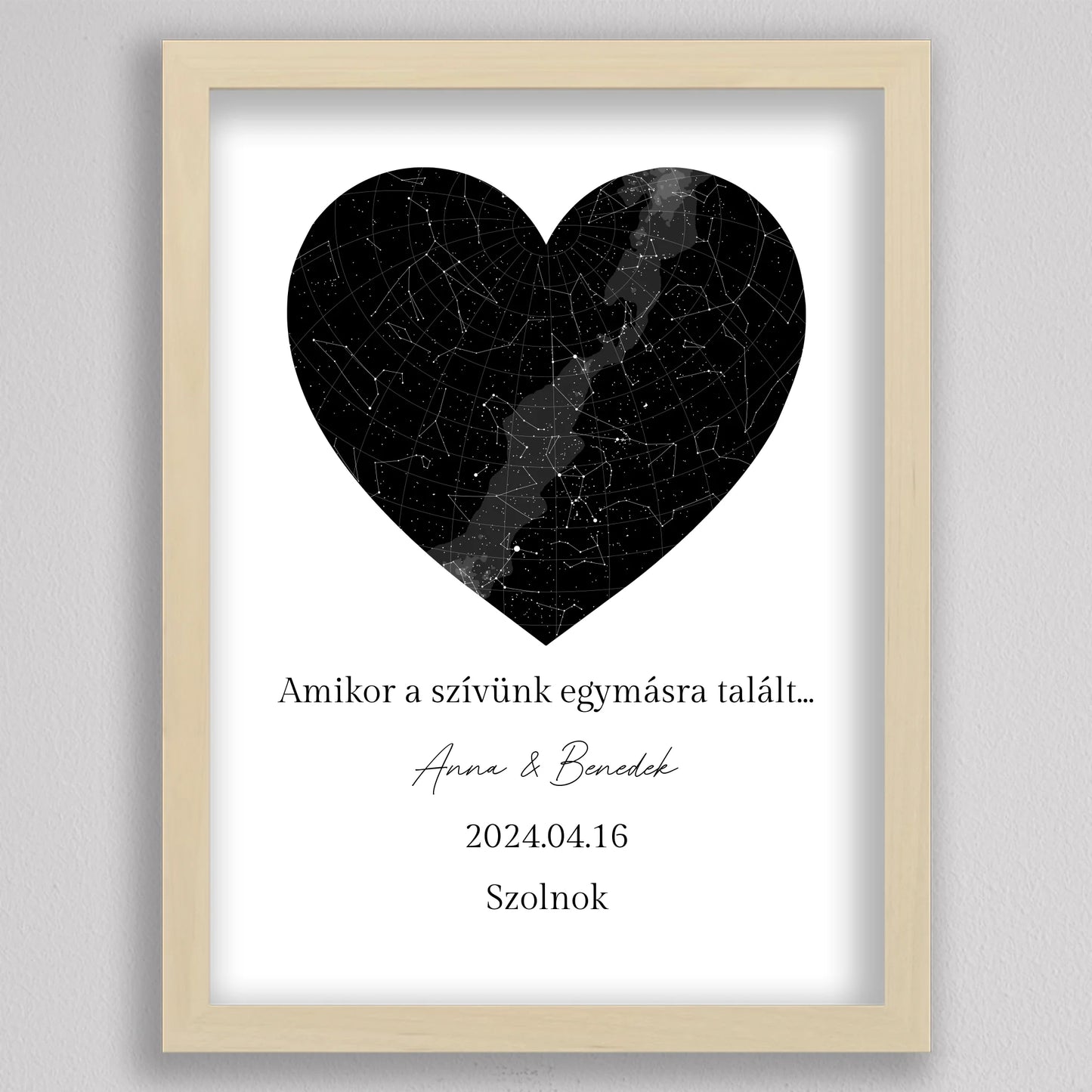 Egyedi SZÍV alakú szerelmes csillagtérkép - többszínű