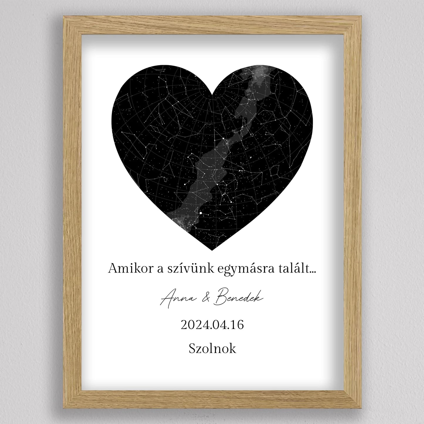 Egyedi SZÍV alakú szerelmes csillagtérkép - többszínű