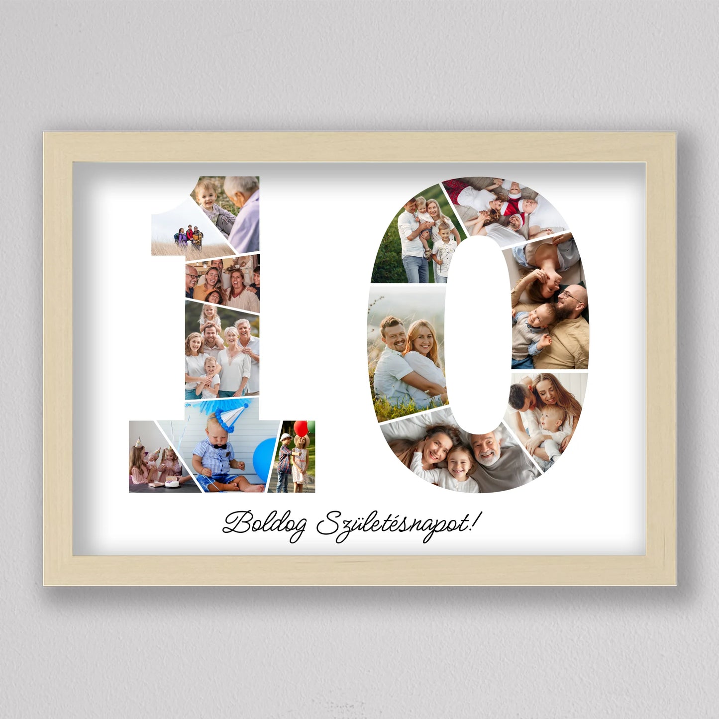 Egyedi számos fotó kollázs 10. évfordulóra, születésnapra