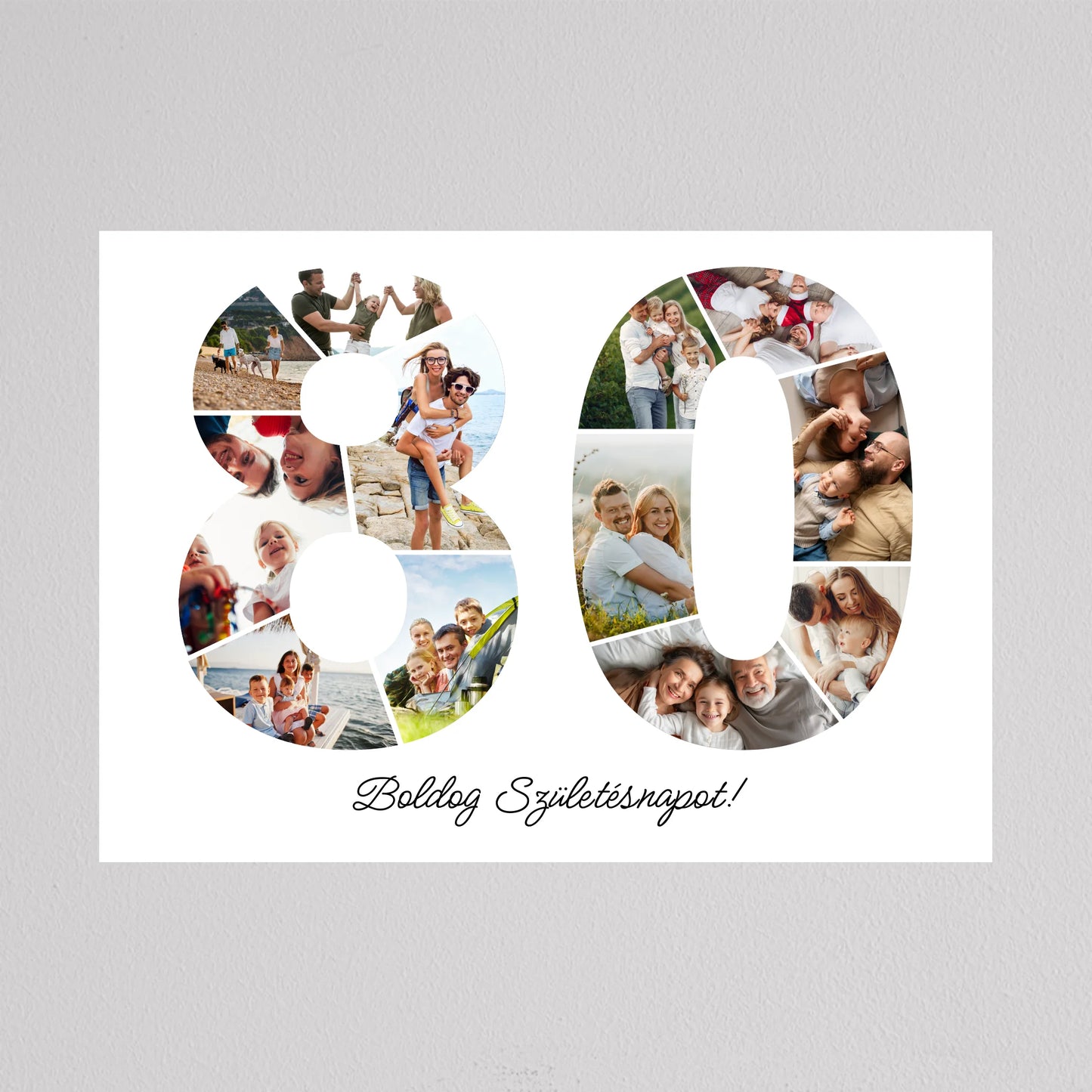 Egyedi számos fotó kollázs 80. születésnapra, évfordulóra