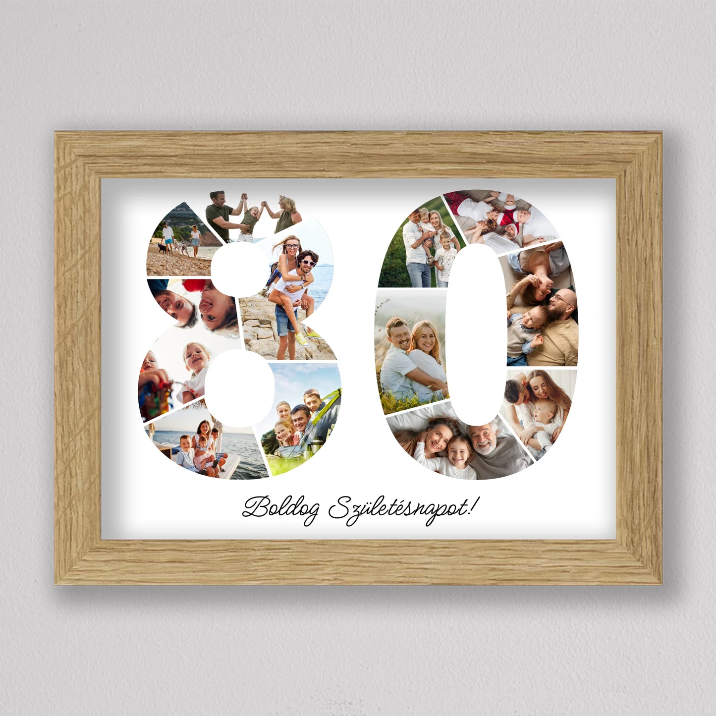 Egyedi számos fotó kollázs 80. születésnapra, évfordulóra
