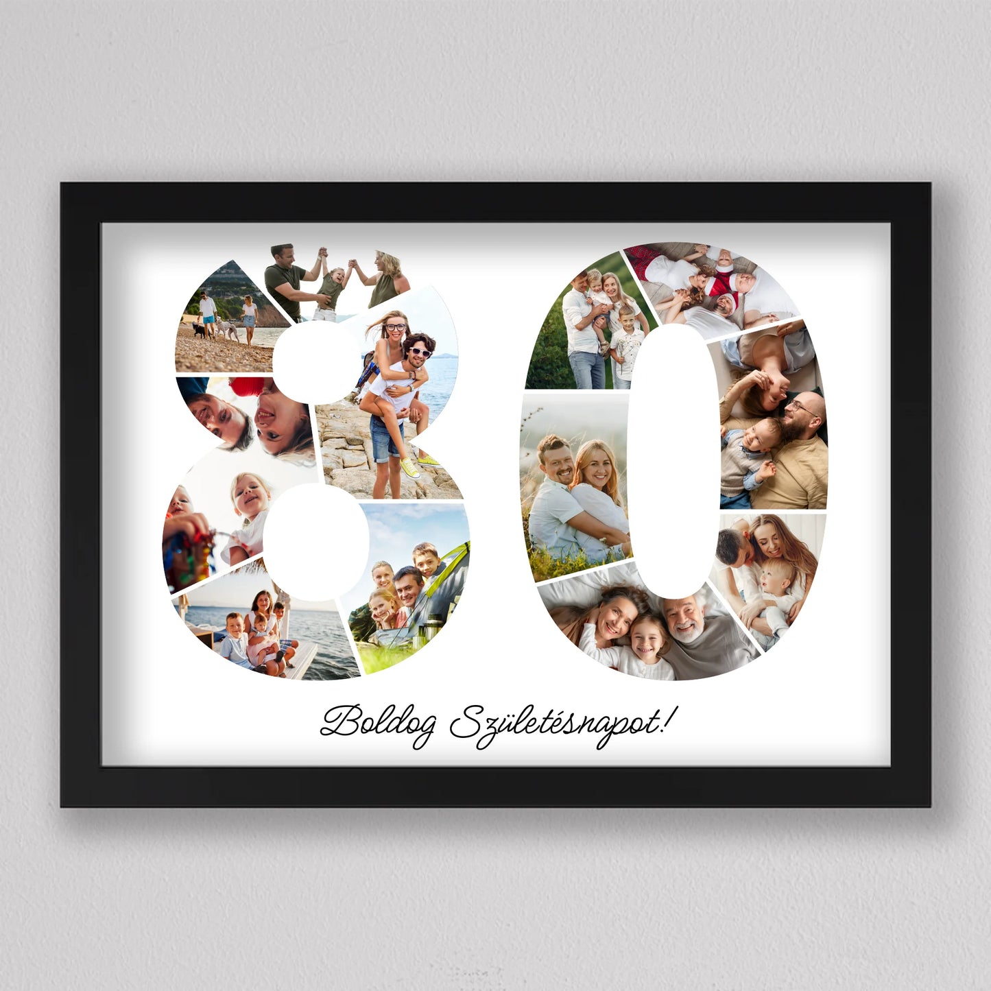 Egyedi számos fotó kollázs 80. születésnapra, évfordulóra