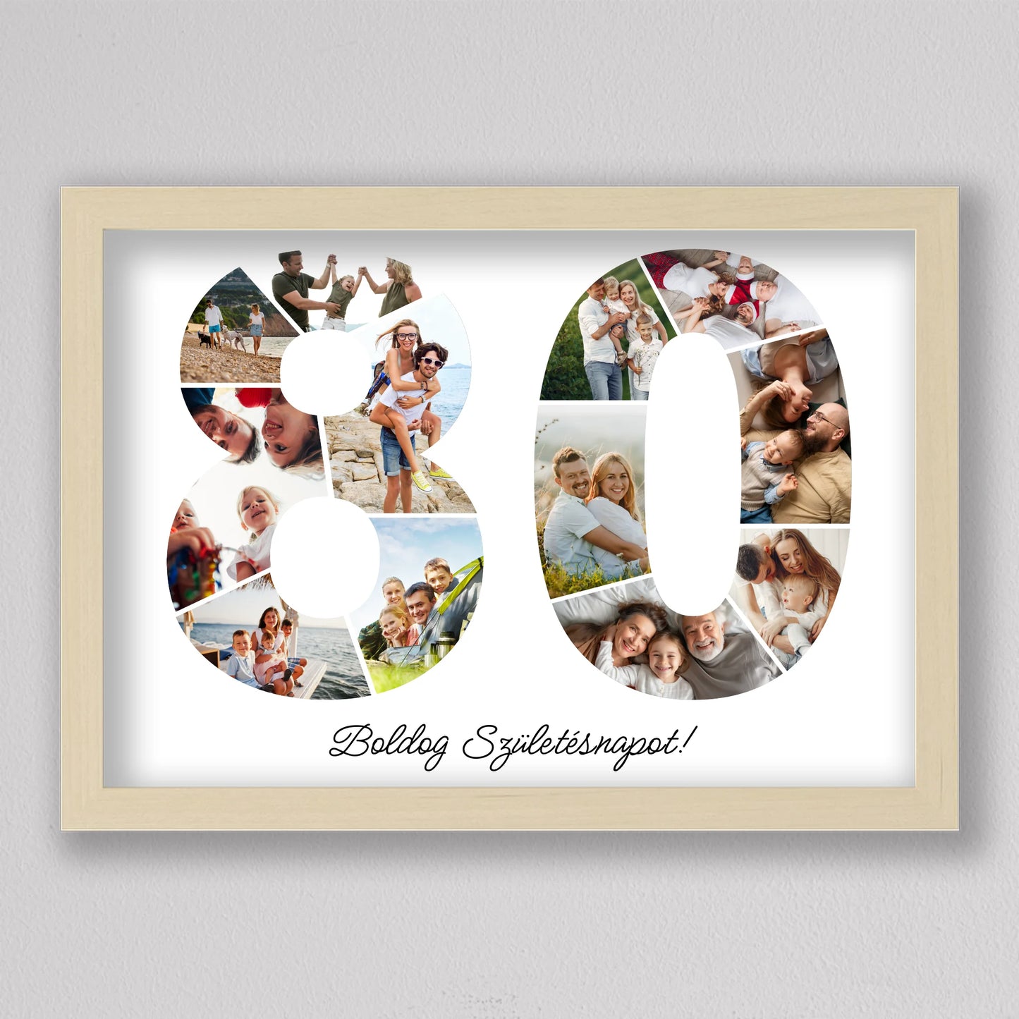 Egyedi számos fotó kollázs 80. születésnapra, évfordulóra