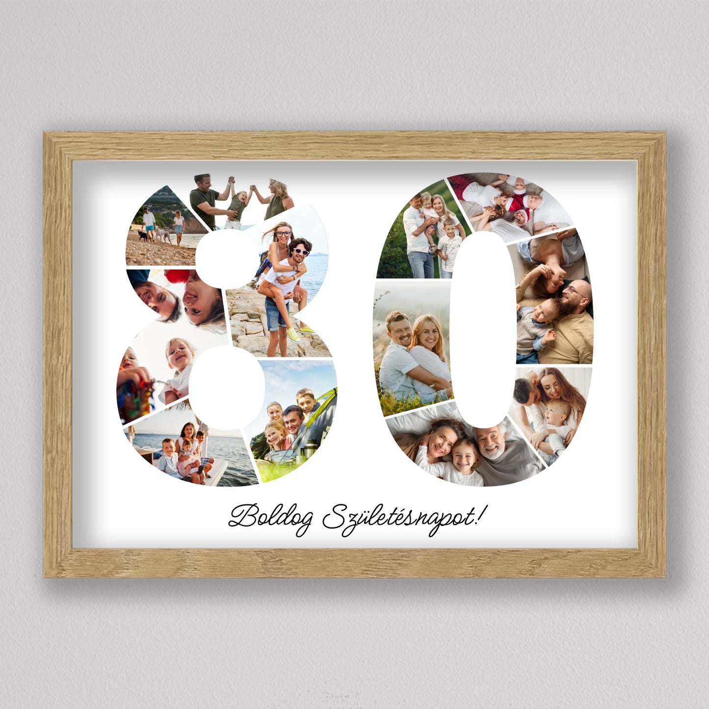 Egyedi számos fotó kollázs 80. születésnapra, évfordulóra