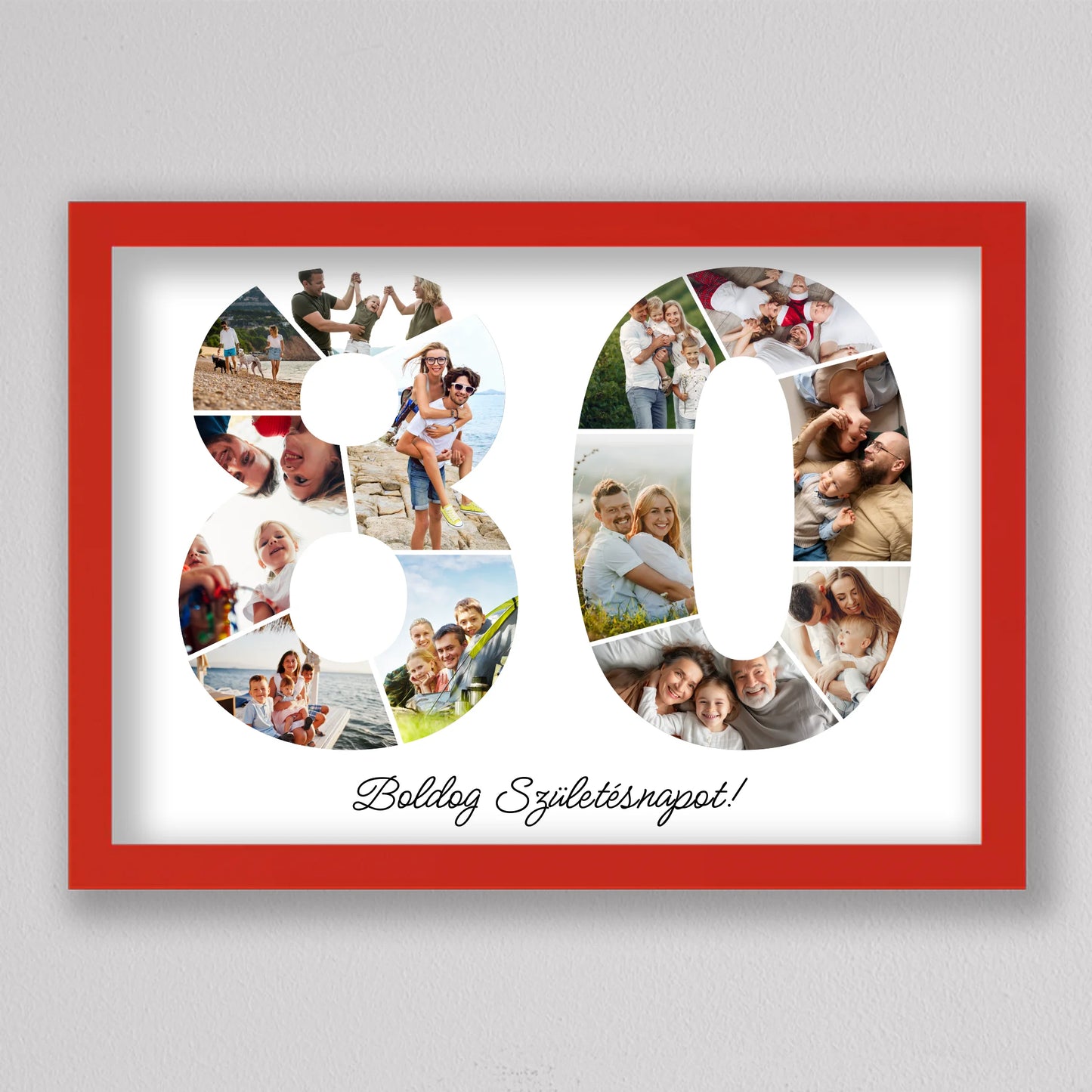 Egyedi számos fotó kollázs 80. születésnapra, évfordulóra