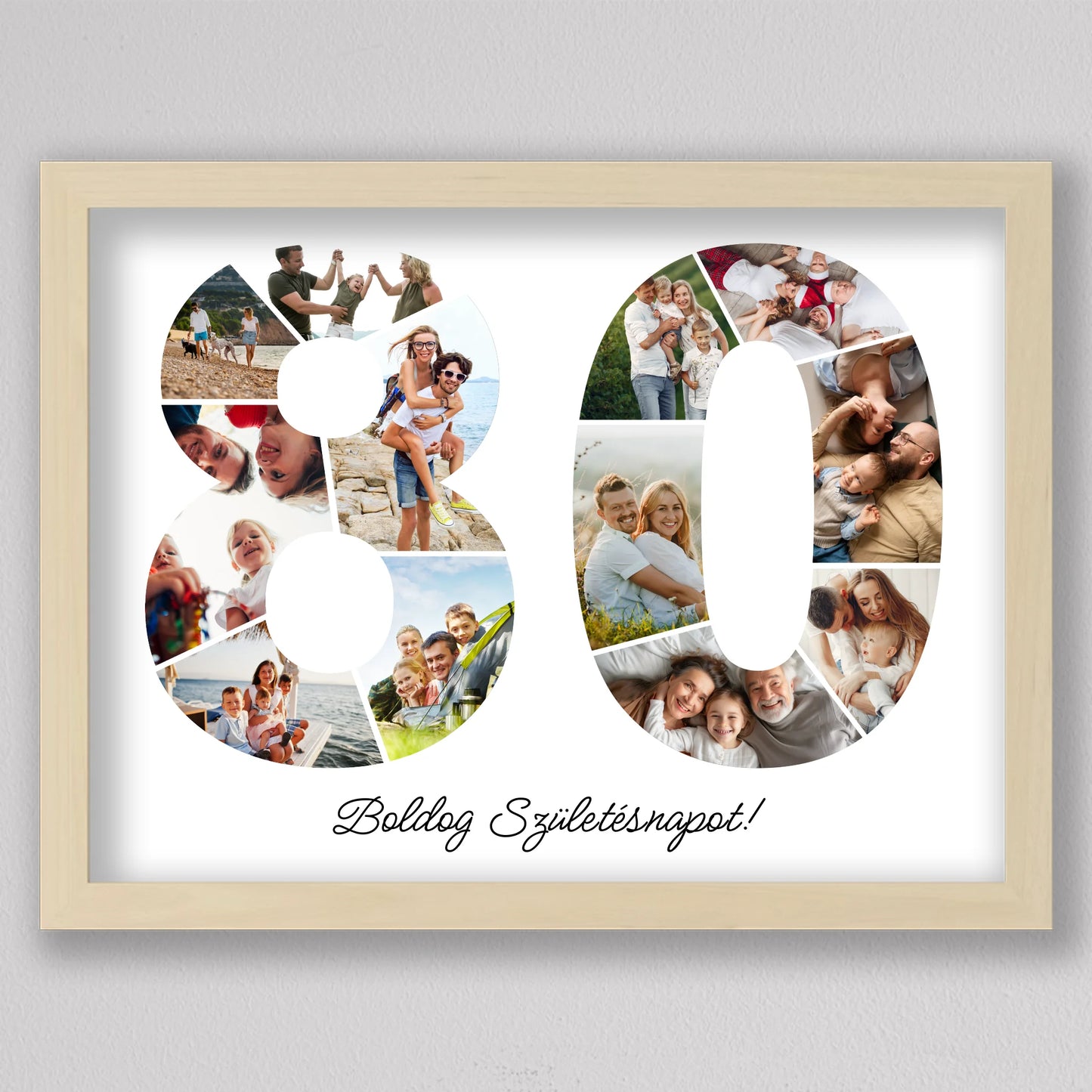 Egyedi számos fotó kollázs 80. születésnapra, évfordulóra