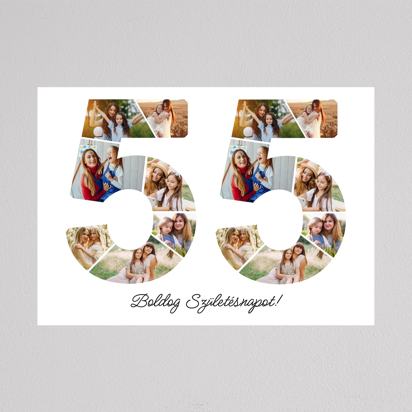 Egyedi számos fotó kollázs 55. születésnapra, évfordulóra