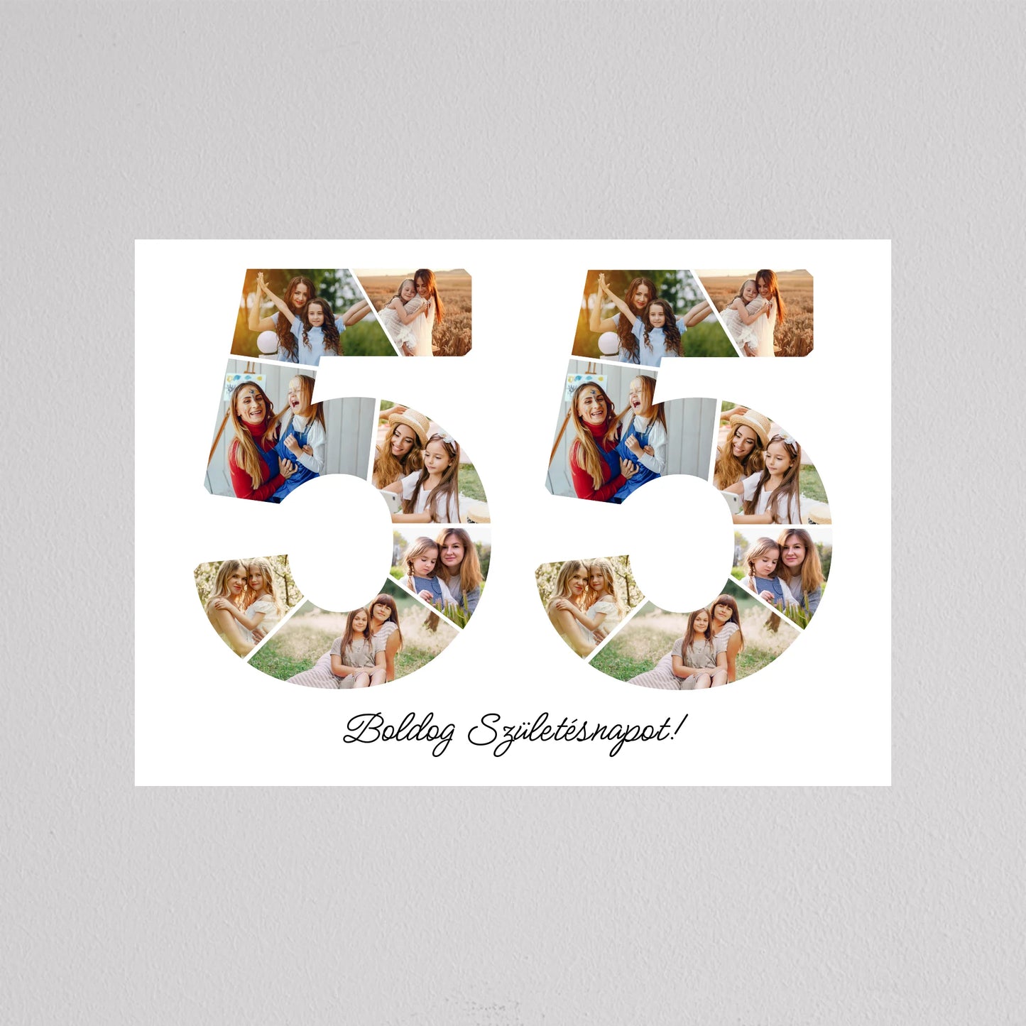 Egyedi számos fotó kollázs 55. születésnapra, évfordulóra