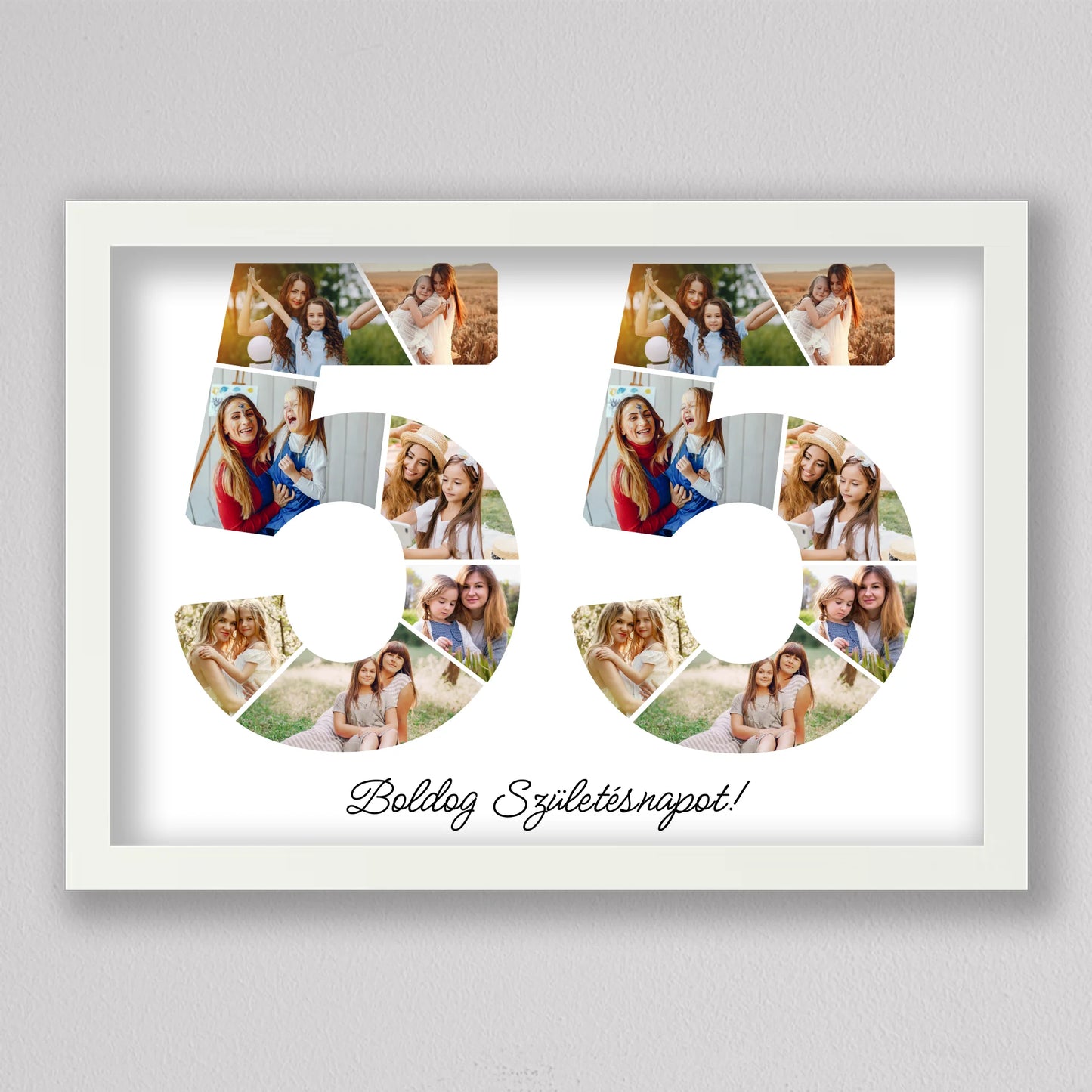 Egyedi számos fotó kollázs 55. születésnapra, évfordulóra