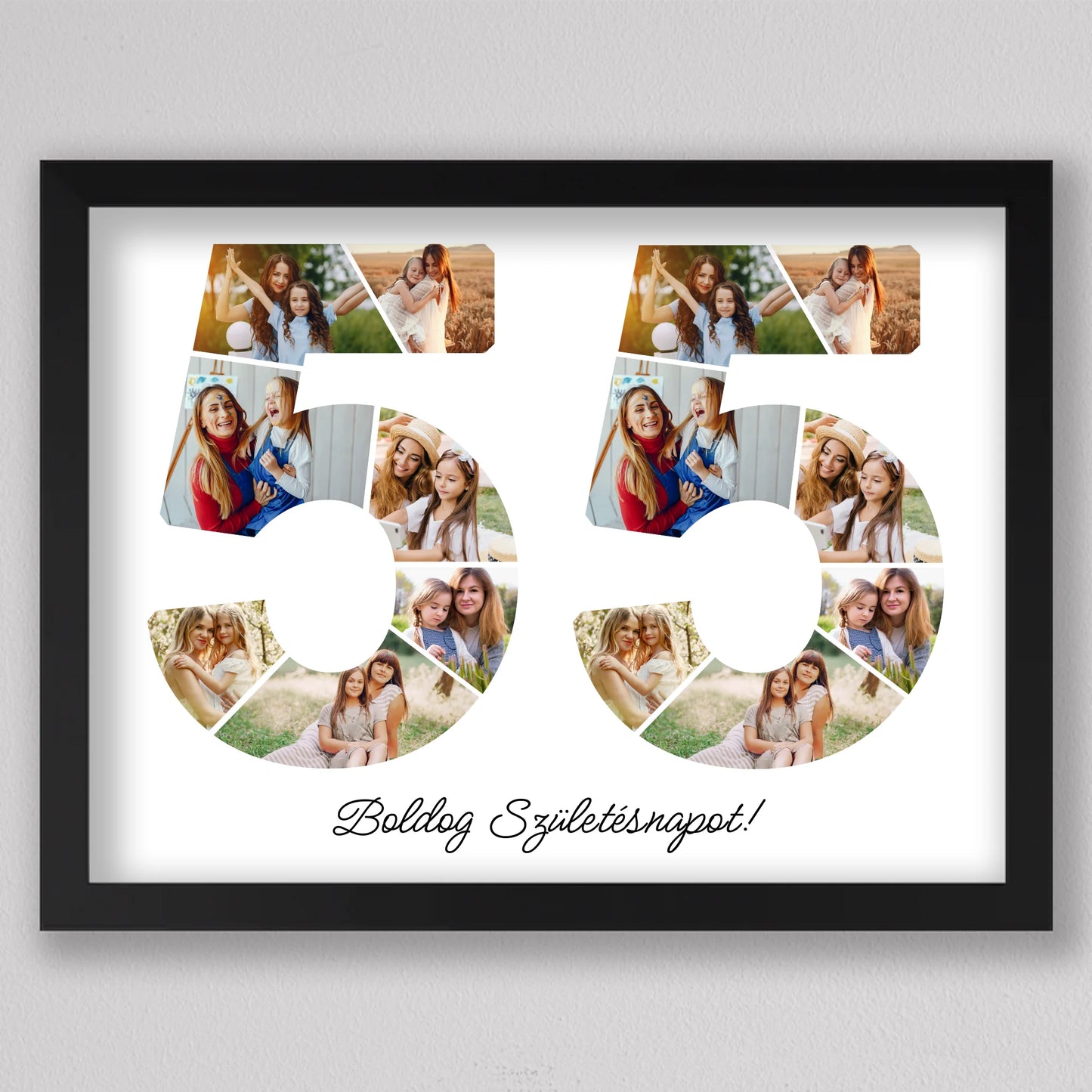 Egyedi számos fotó kollázs 55. születésnapra, évfordulóra