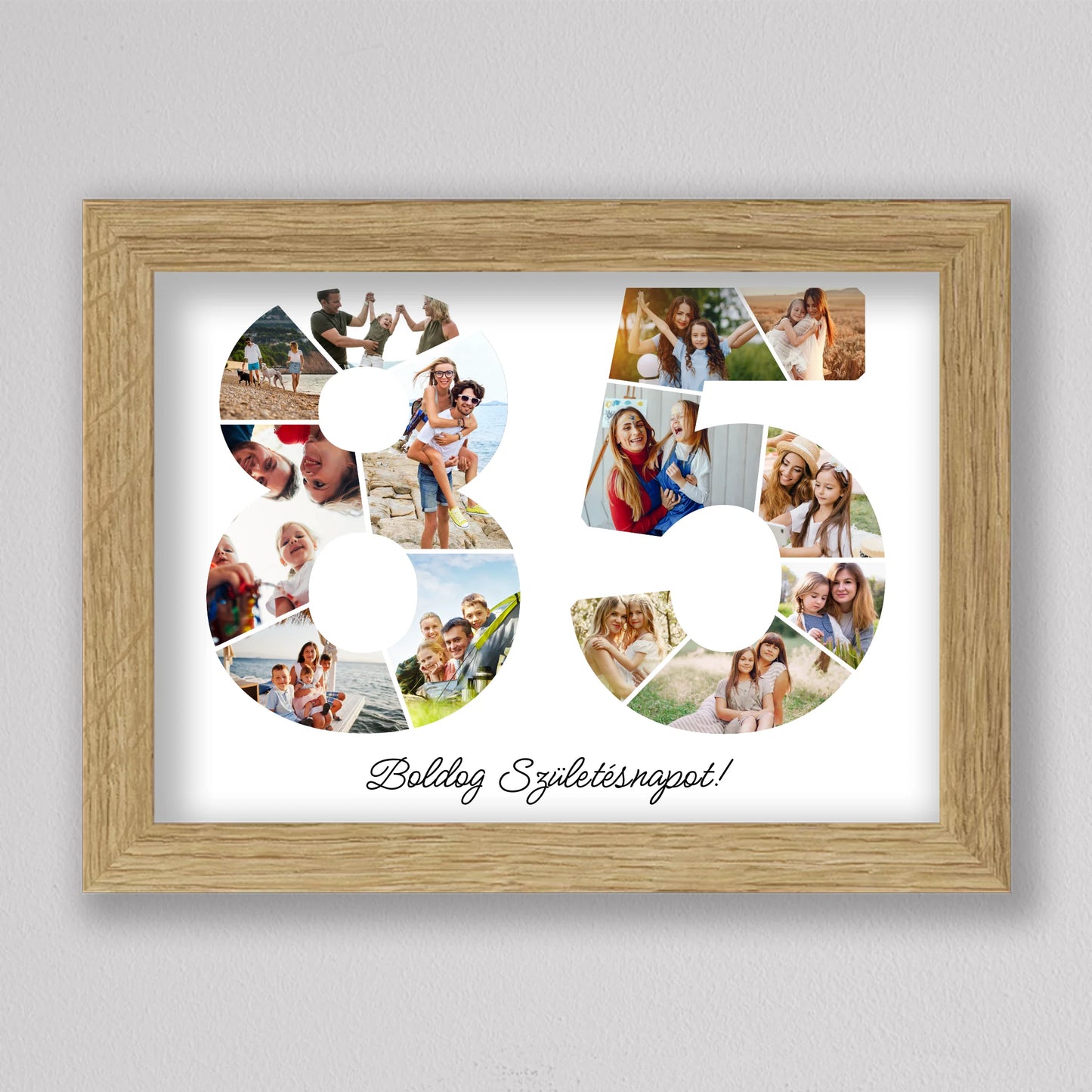Egyedi számos fotó kollázs 85. születésnapra, évfordulóra
