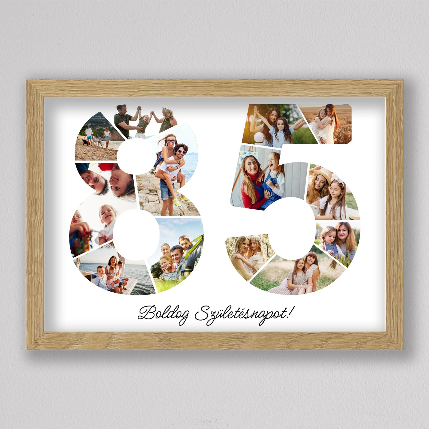Egyedi számos fotó kollázs 85. születésnapra, évfordulóra