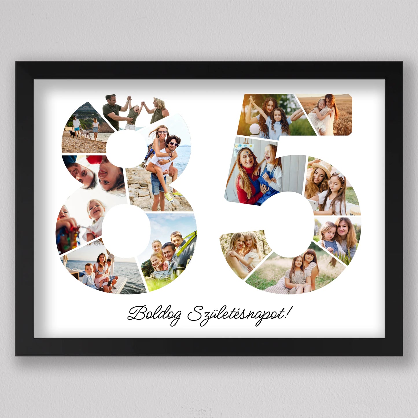 Egyedi számos fotó kollázs 85. születésnapra, évfordulóra