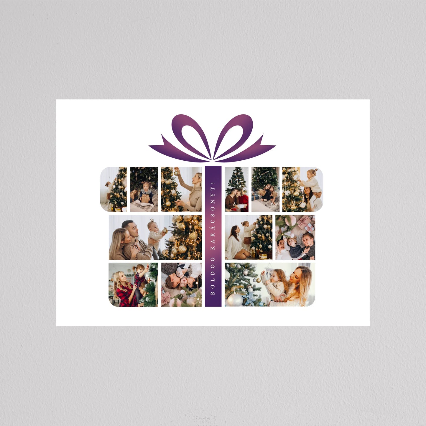 Karácsonyi ajándék alakú fotó kollázs