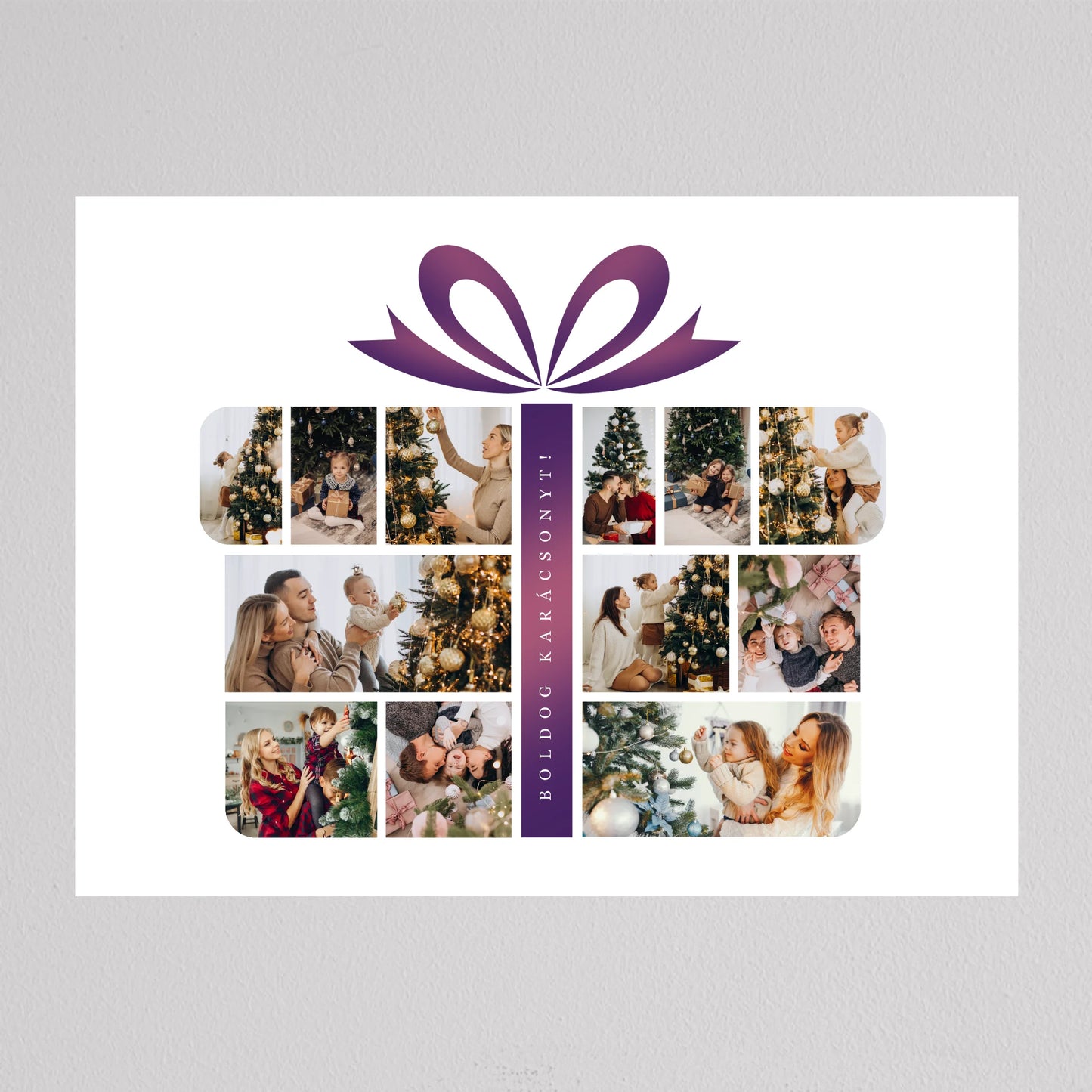 Karácsonyi ajándék alakú fotó kollázs