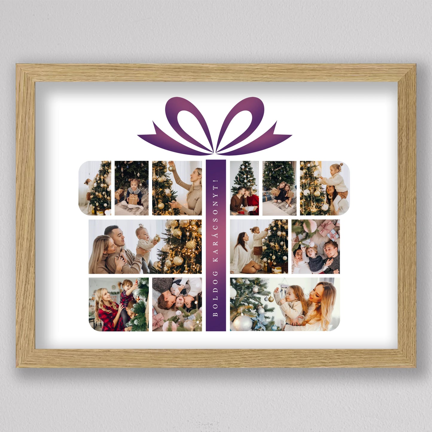 Karácsonyi ajándék alakú fotó kollázs