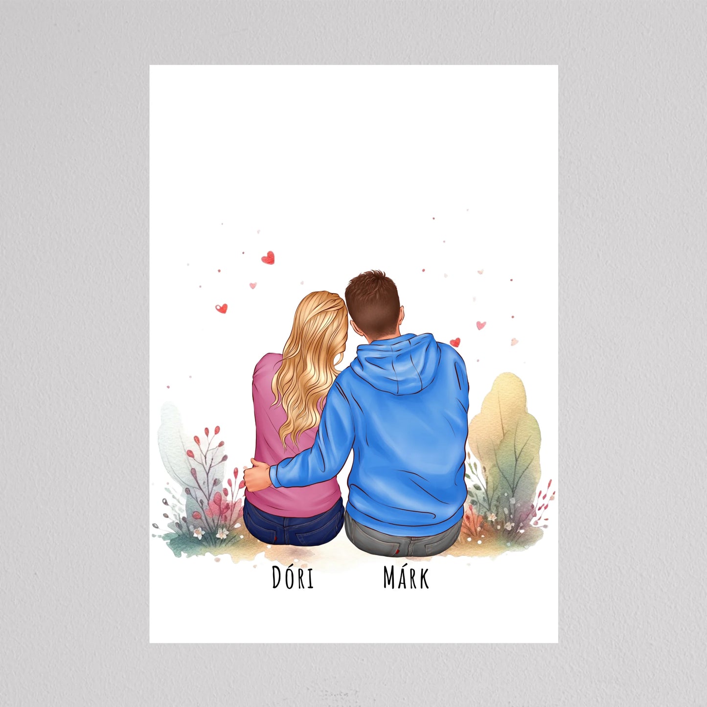 Szerelmes pár egyedi illusztráció