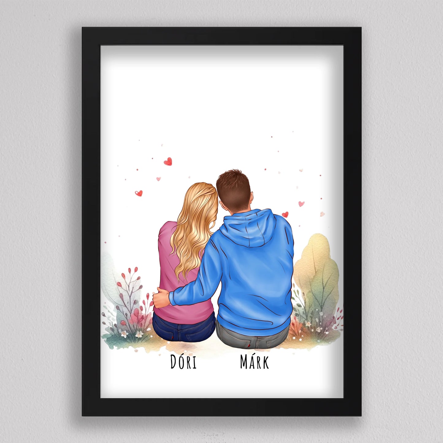 Szerelmes pár egyedi illusztráció