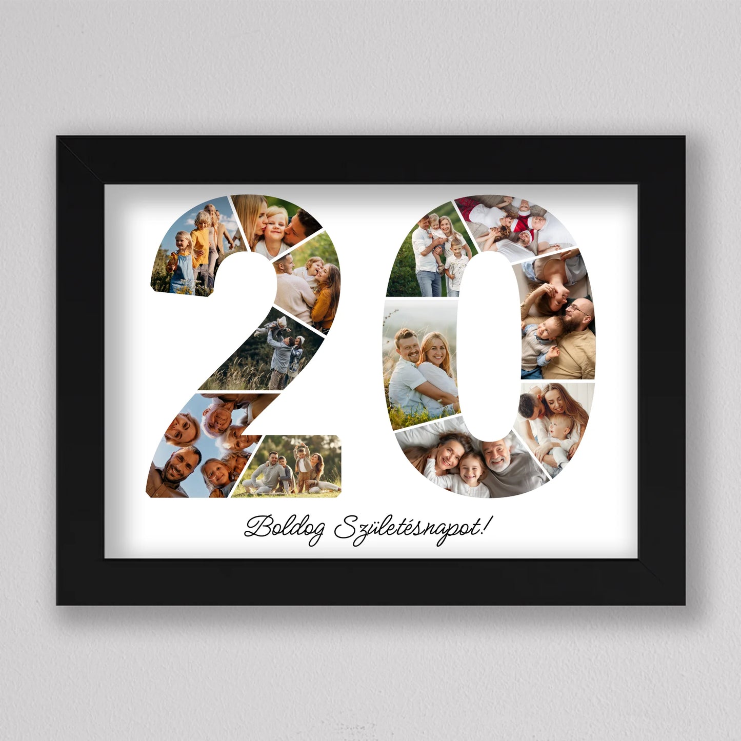 Egyedi számos fotó kollázs 20. születésnapra, évfordulóra