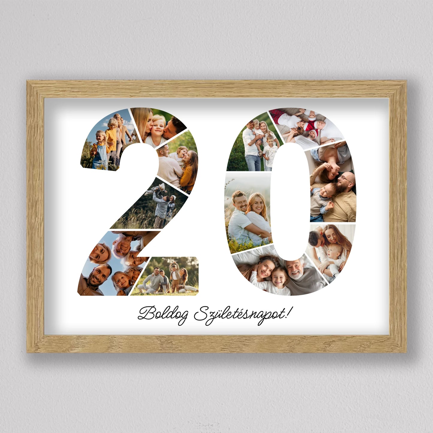 Egyedi számos fotó kollázs 20. születésnapra, évfordulóra