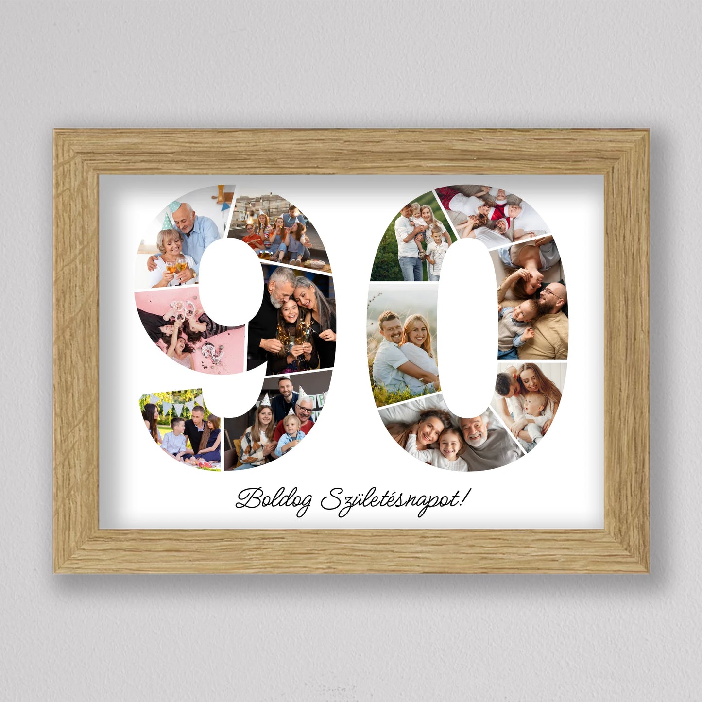 Egyedi számos fotó kollázs 90. születésnapra, évfordulóra