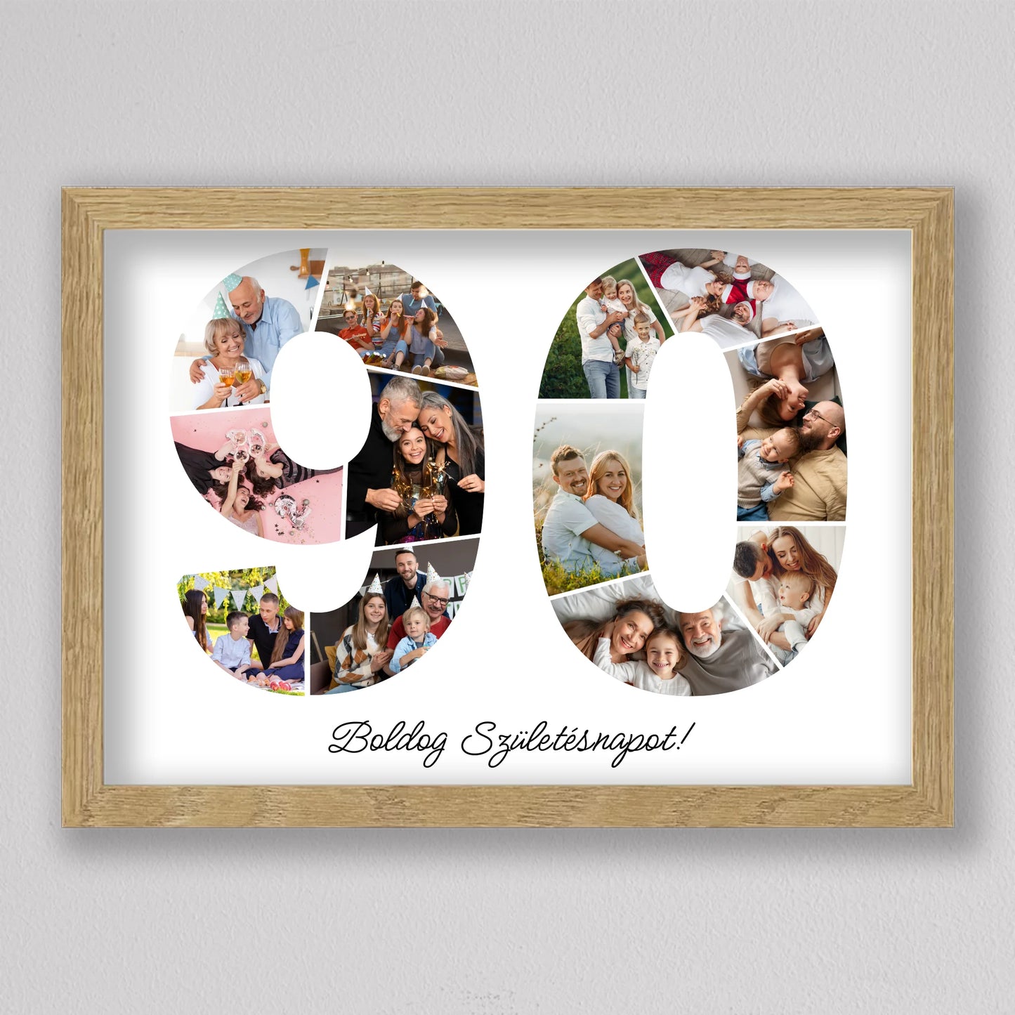 Egyedi számos fotó kollázs 90. születésnapra, évfordulóra