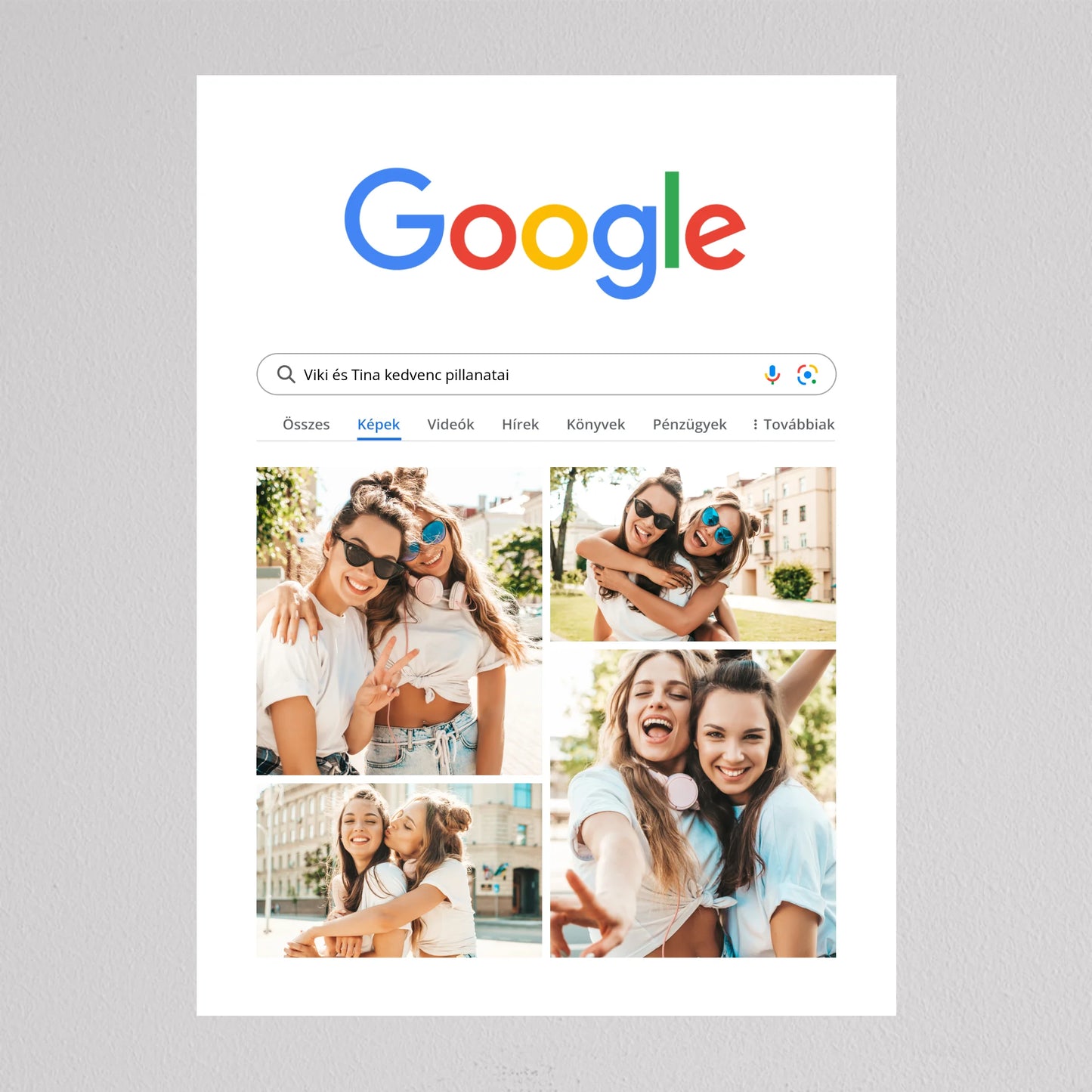 Google kereső stílusú fotó kollázs - világos