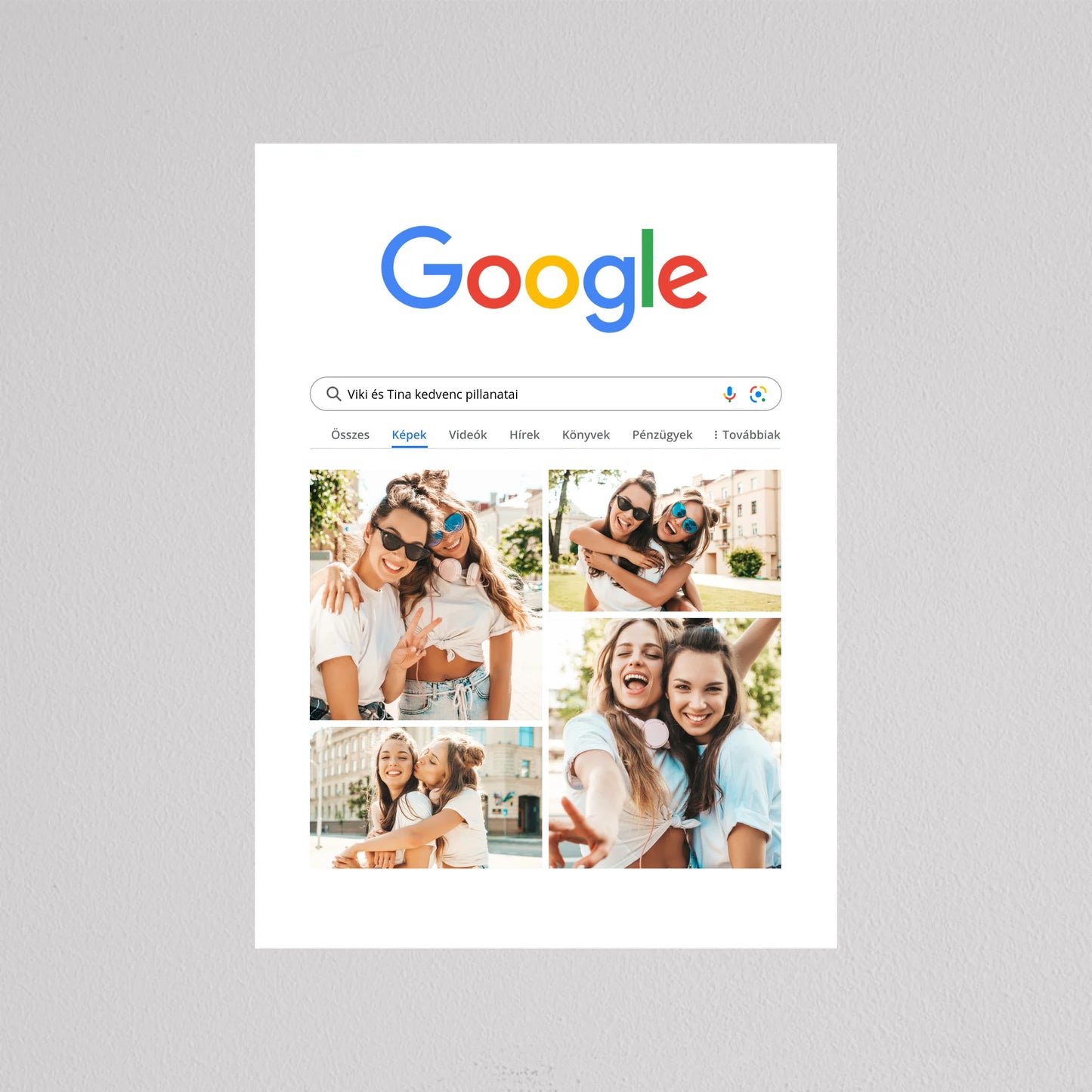 Google kereső stílusú fotó kollázs - világos