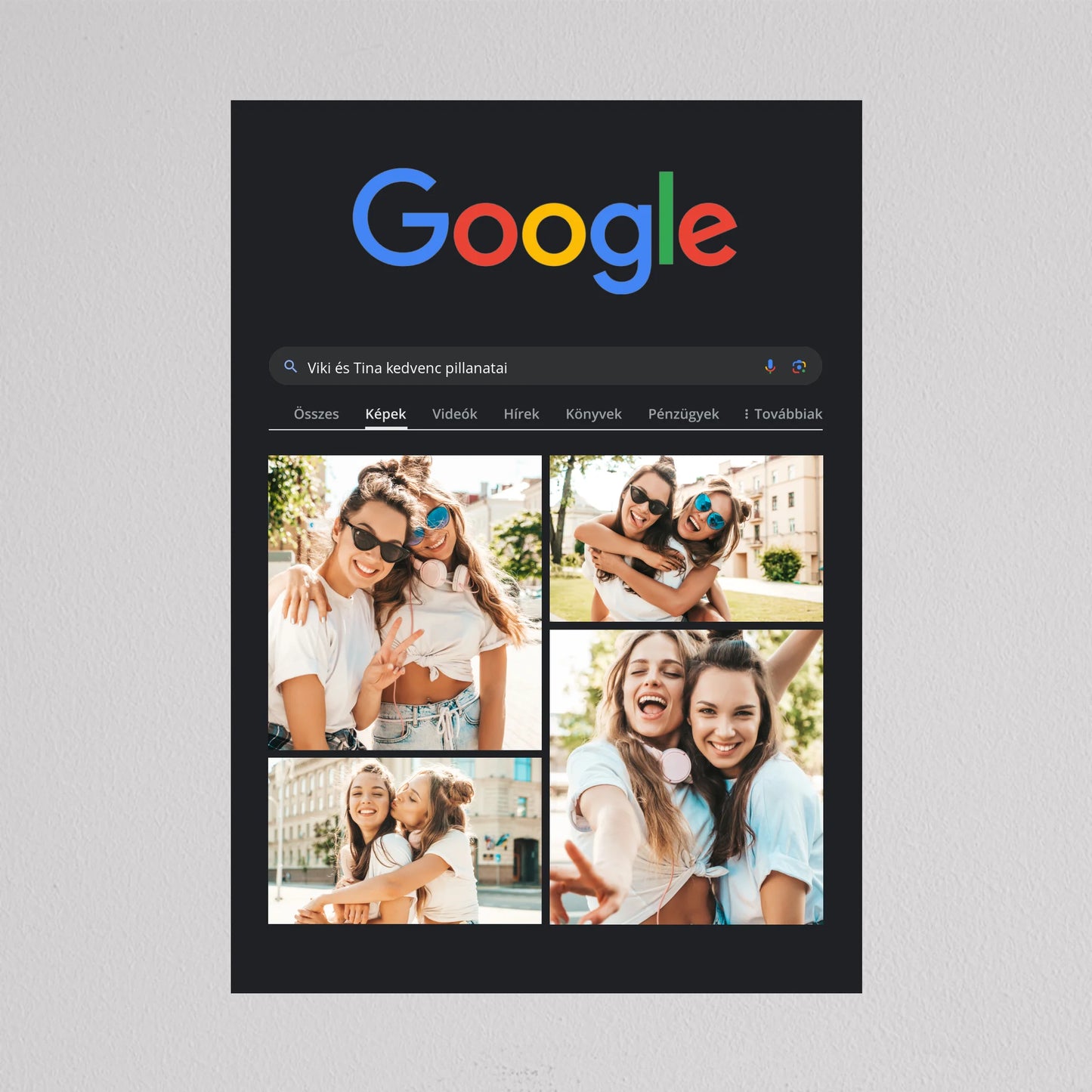 Google kereső stílusú fotó kollázs - sötét