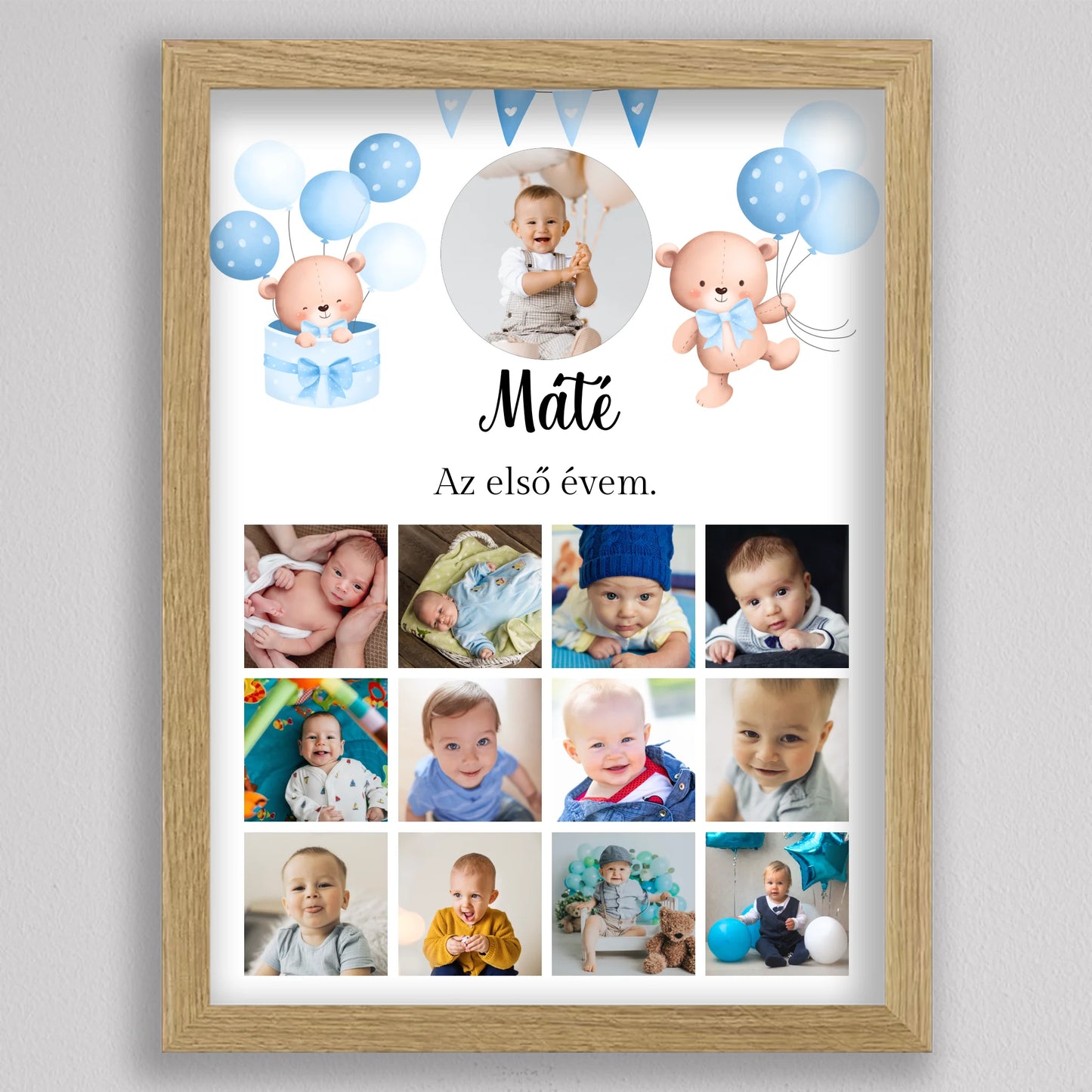 Az első évem - Egy éves szülinapi fotó kollázs - fiú