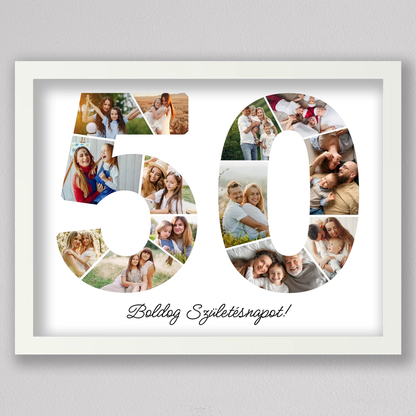 Egyedi számos fotó kollázs 50. születésnapra, évfordulóra
