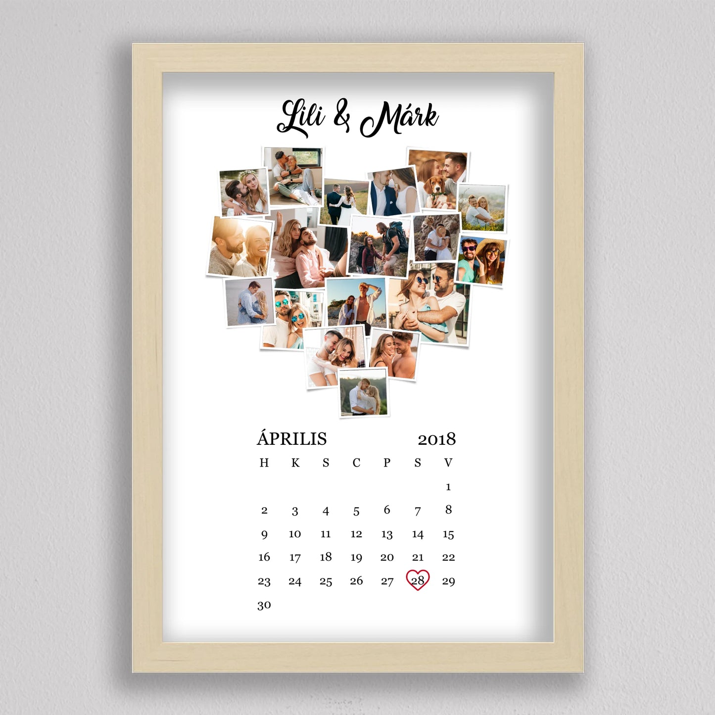 Szerelmes emlékek naptárral – Polaroid stílusban
