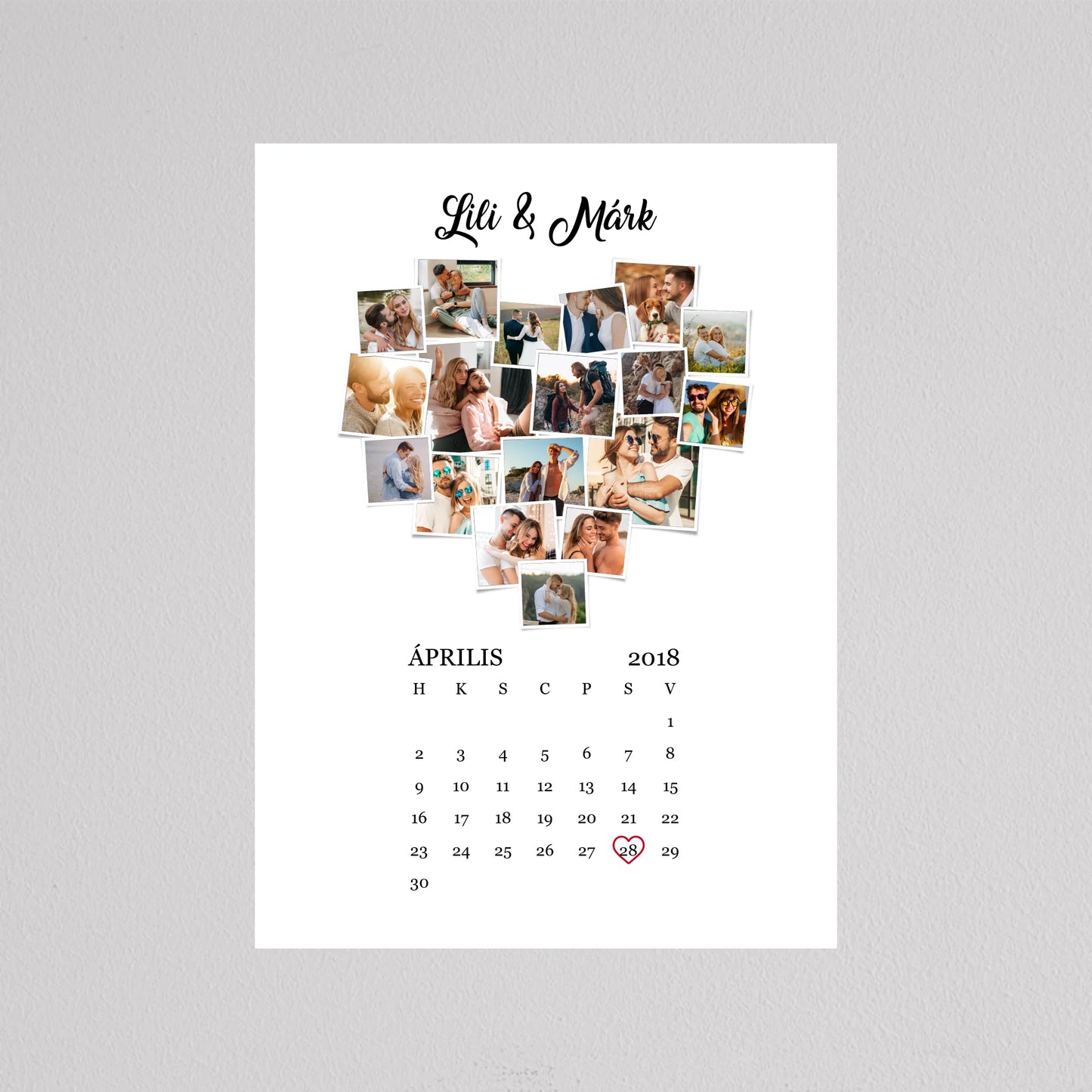 Szerelmes emlékek naptárral – Polaroid stílusban