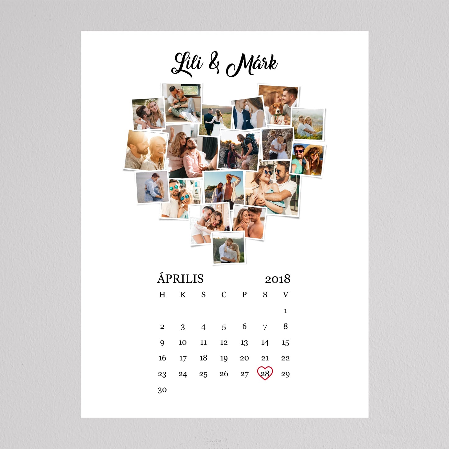 Szerelmes emlékek naptárral – Polaroid stílusban