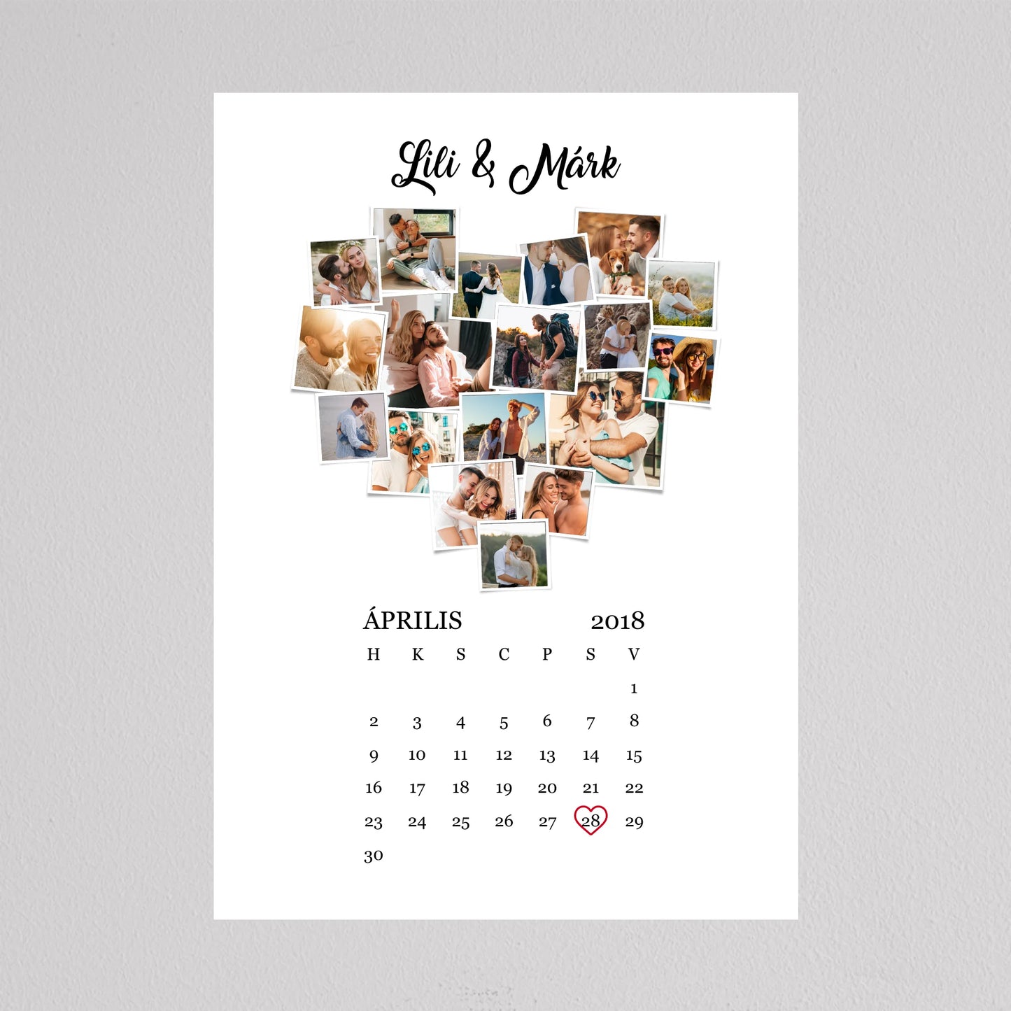 Szerelmes emlékek naptárral – Polaroid stílusban