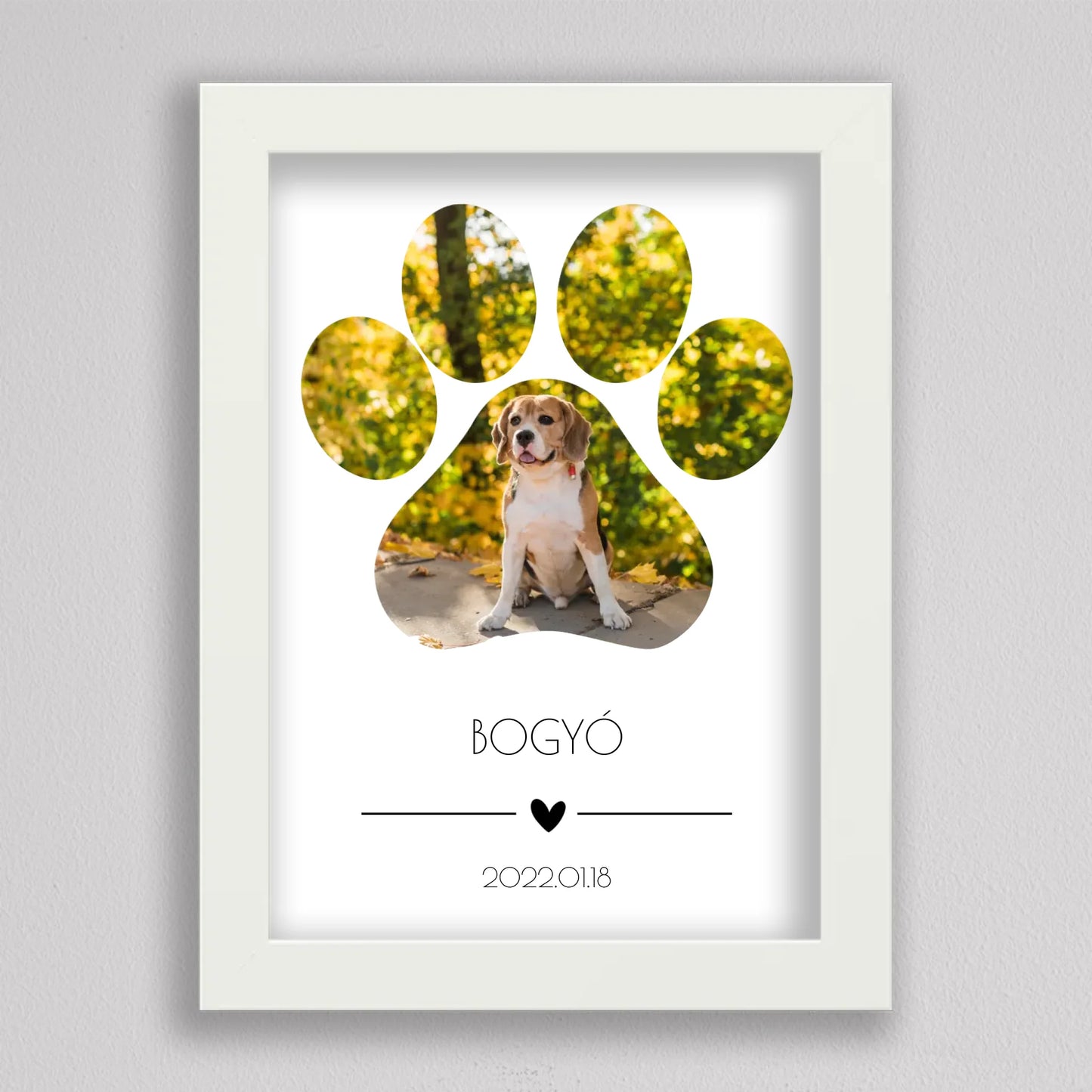 Öt vagy egy nagy képes kutya mancs alakú fotó kollázs