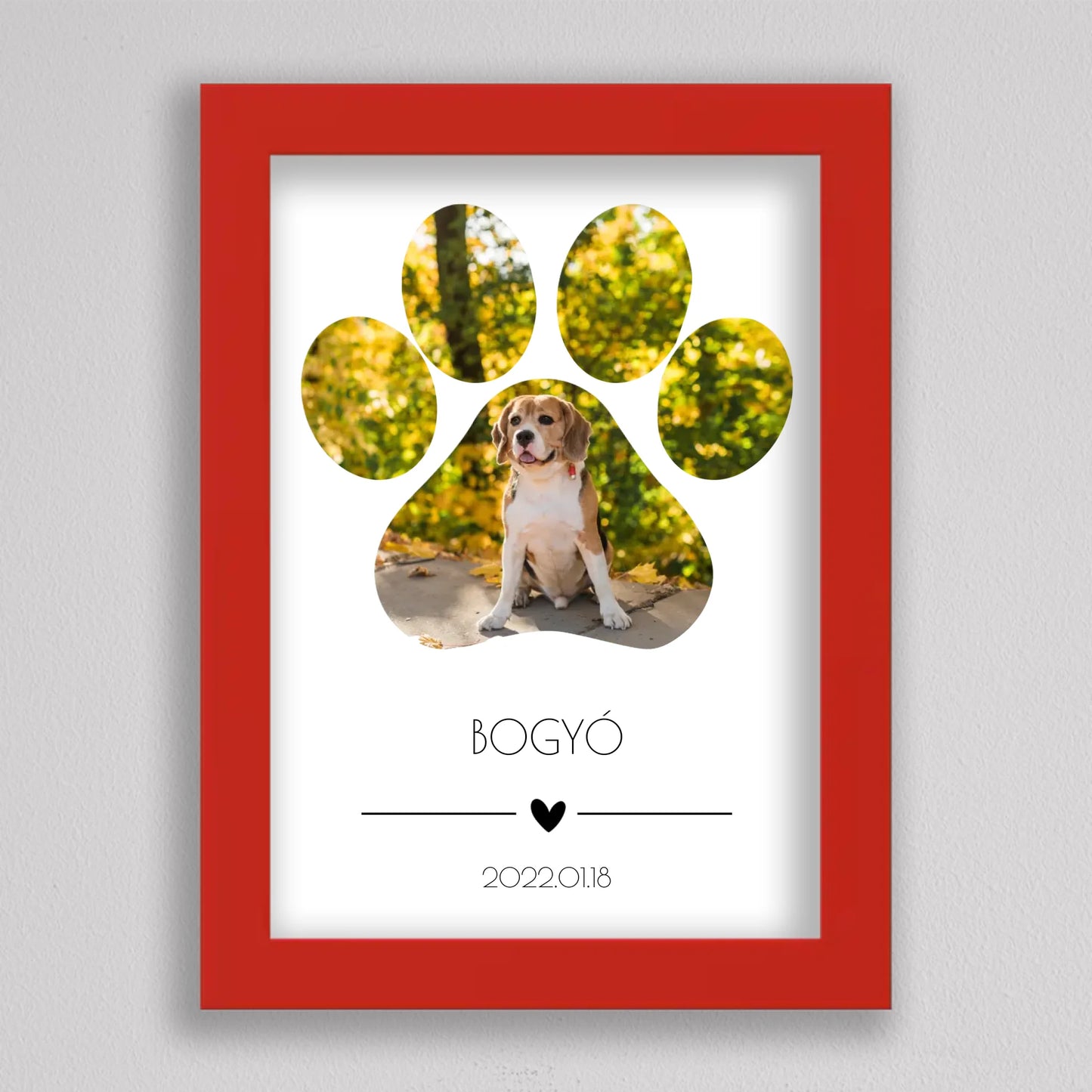 Öt vagy egy nagy képes kutya mancs alakú fotó kollázs