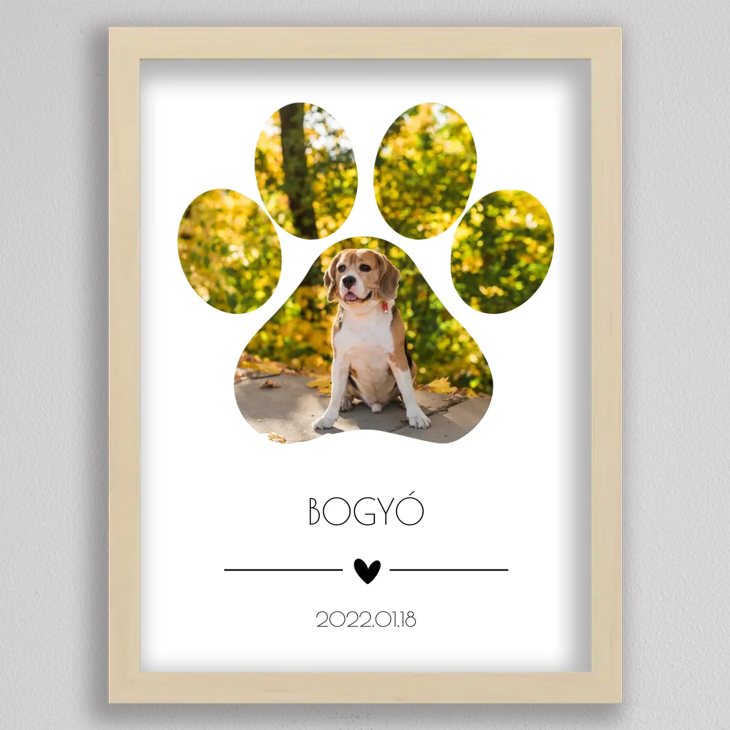 Öt vagy egy nagy képes kutya mancs alakú fotó kollázs