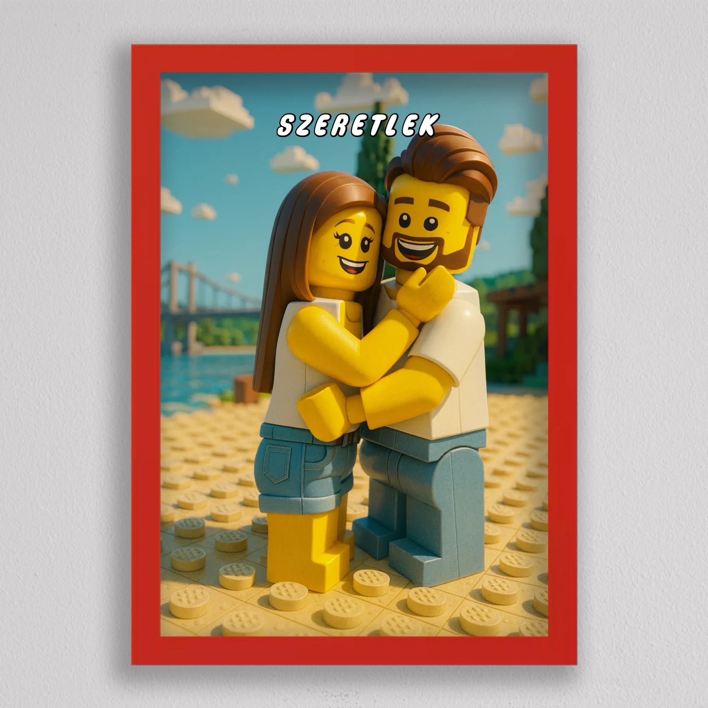 LEGO stílusú családi falikép mesterséges intelligencia (AI) által létrehozott