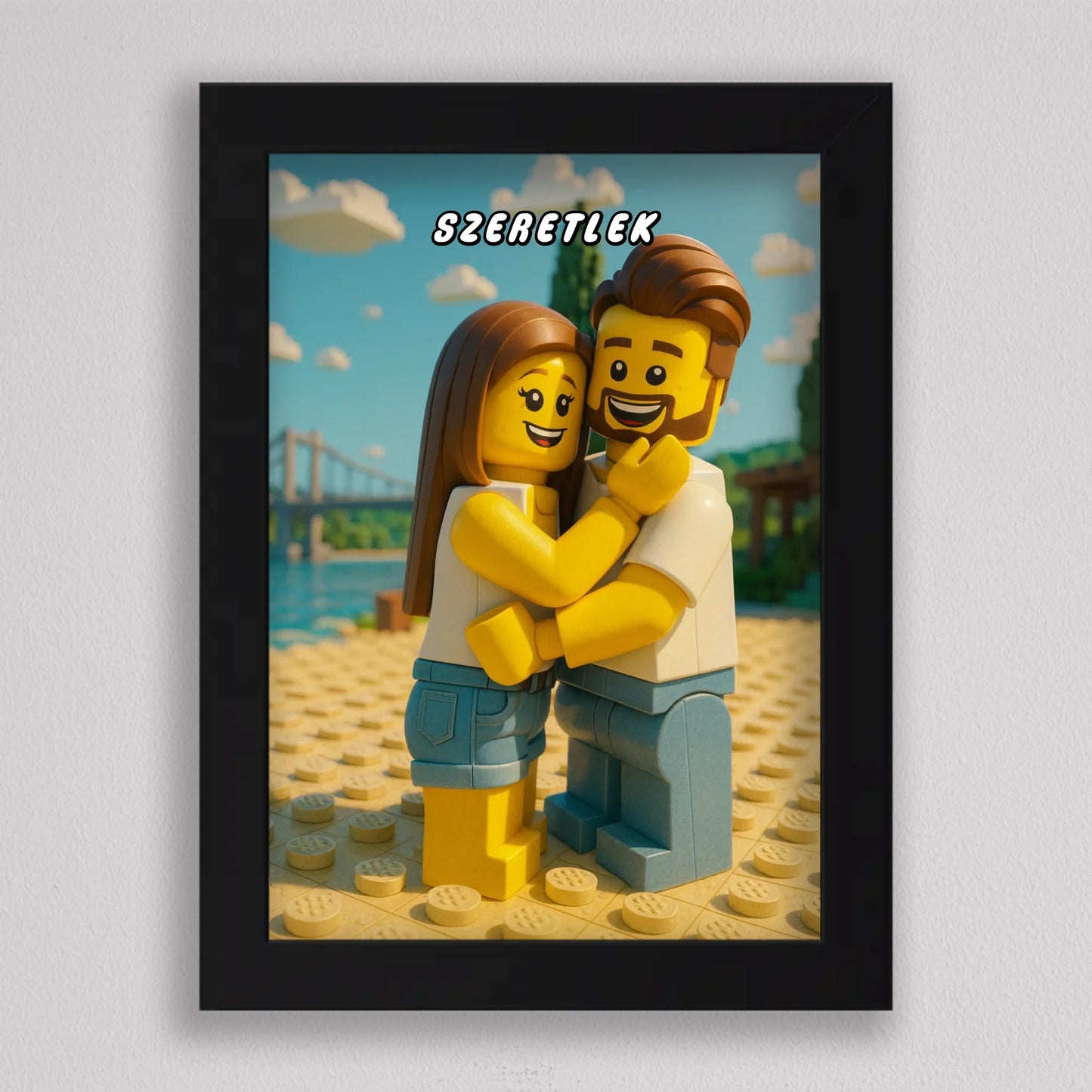 LEGO stílusú családi falikép mesterséges intelligencia (AI) által létrehozott