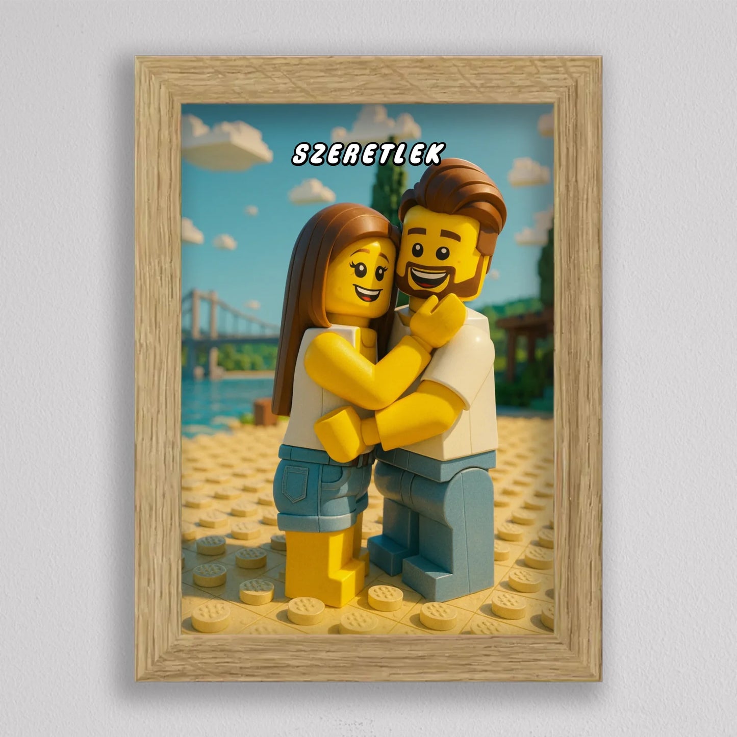 LEGO stílusú családi falikép mesterséges intelligencia (AI) által létrehozott