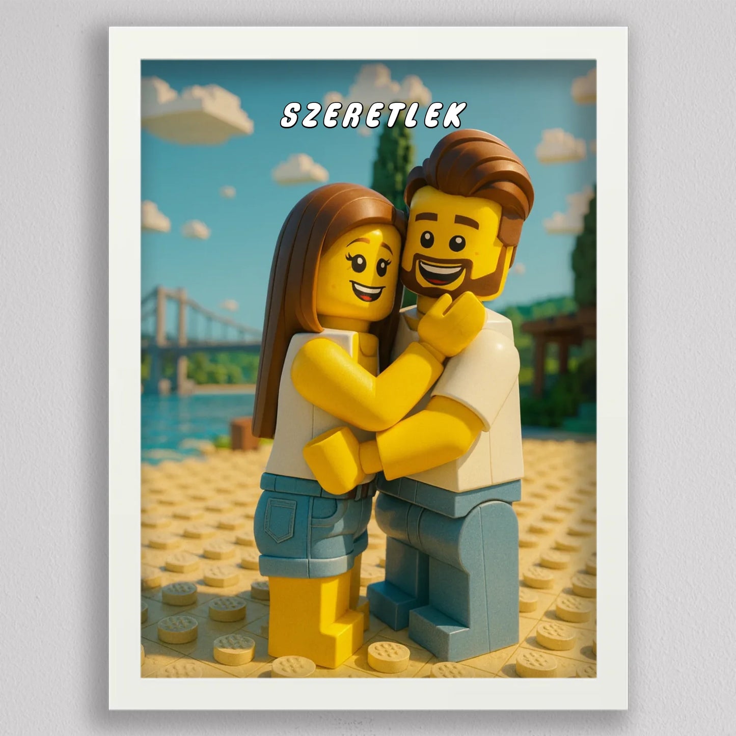 LEGO stílusú családi falikép mesterséges intelligencia (AI) által létrehozott