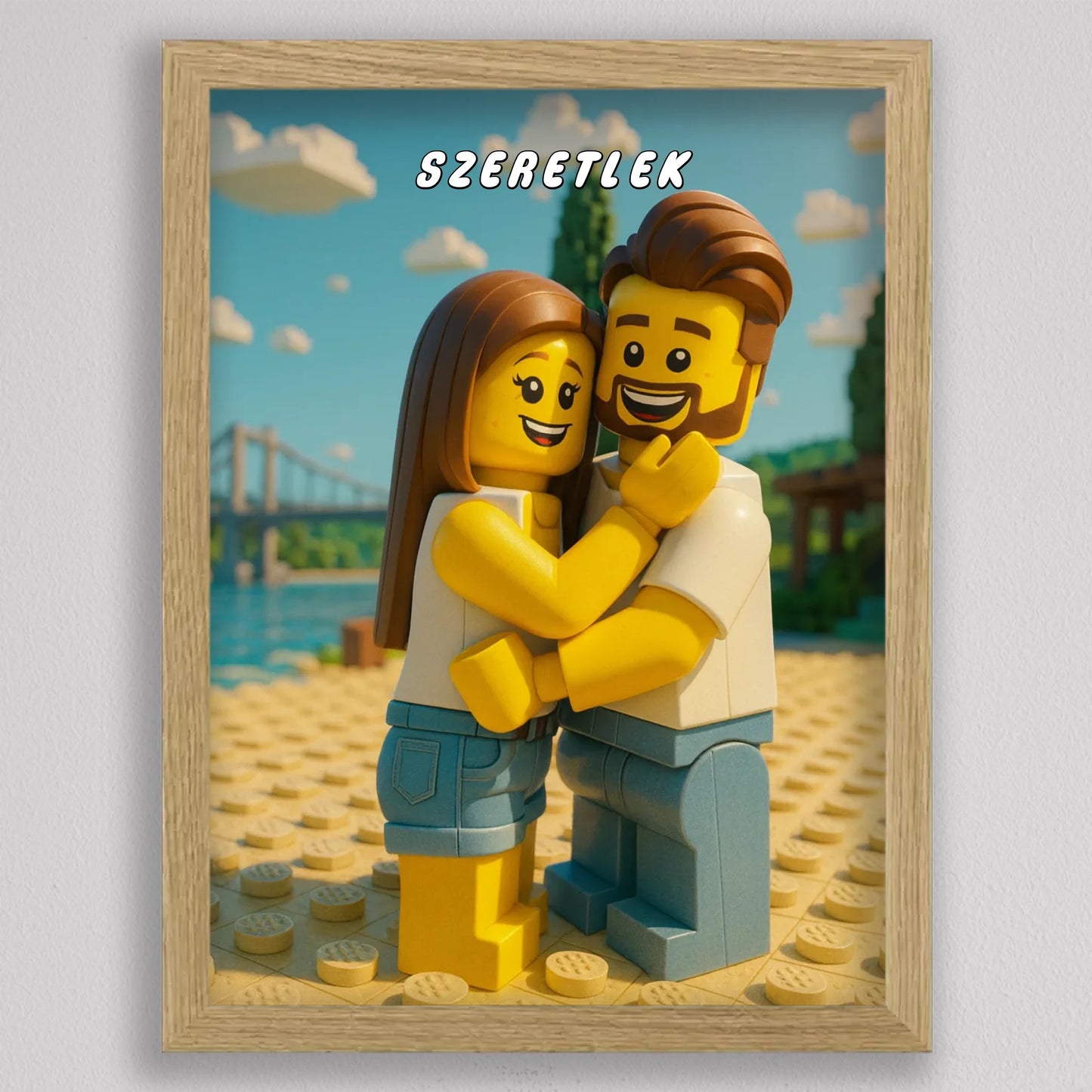 LEGO stílusú családi falikép mesterséges intelligencia (AI) által létrehozott