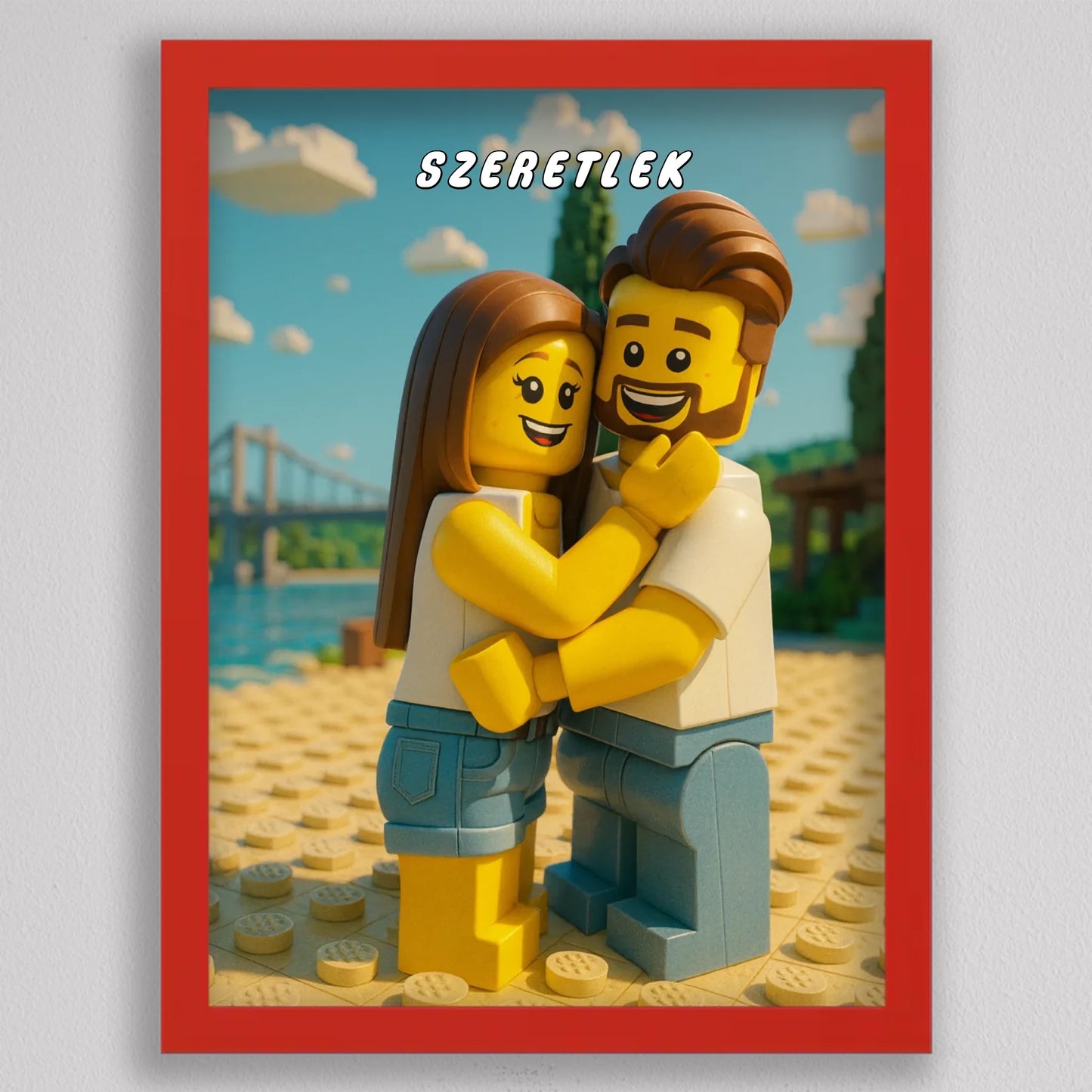 LEGO stílusú családi falikép mesterséges intelligencia (AI) által létrehozott