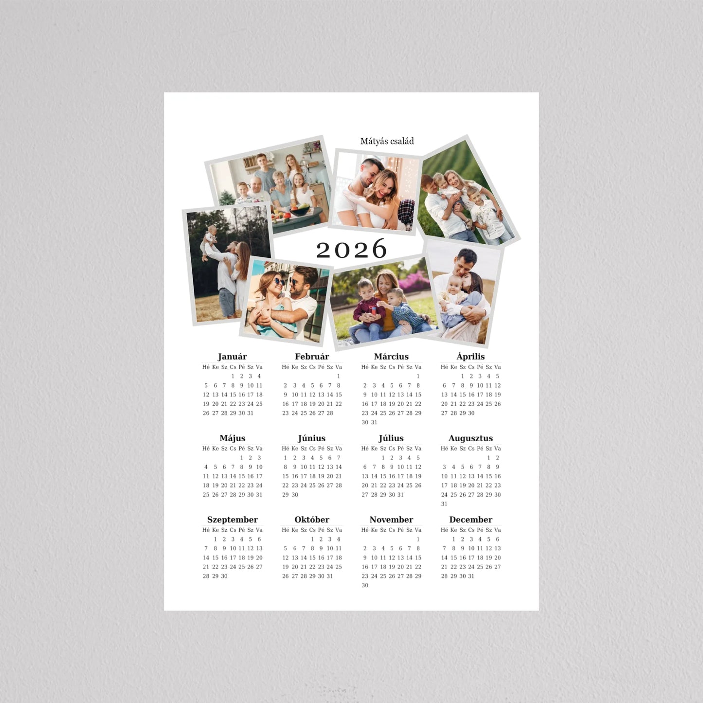 2026 Családi Naptár Fotó Kollázs