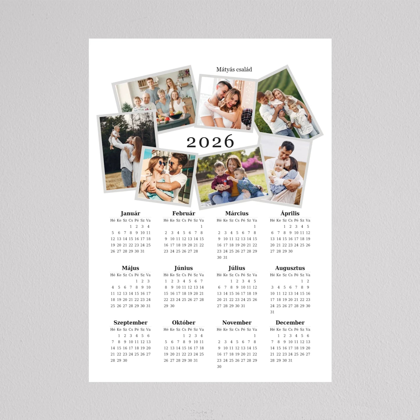 2026 Családi Naptár Fotó Kollázs