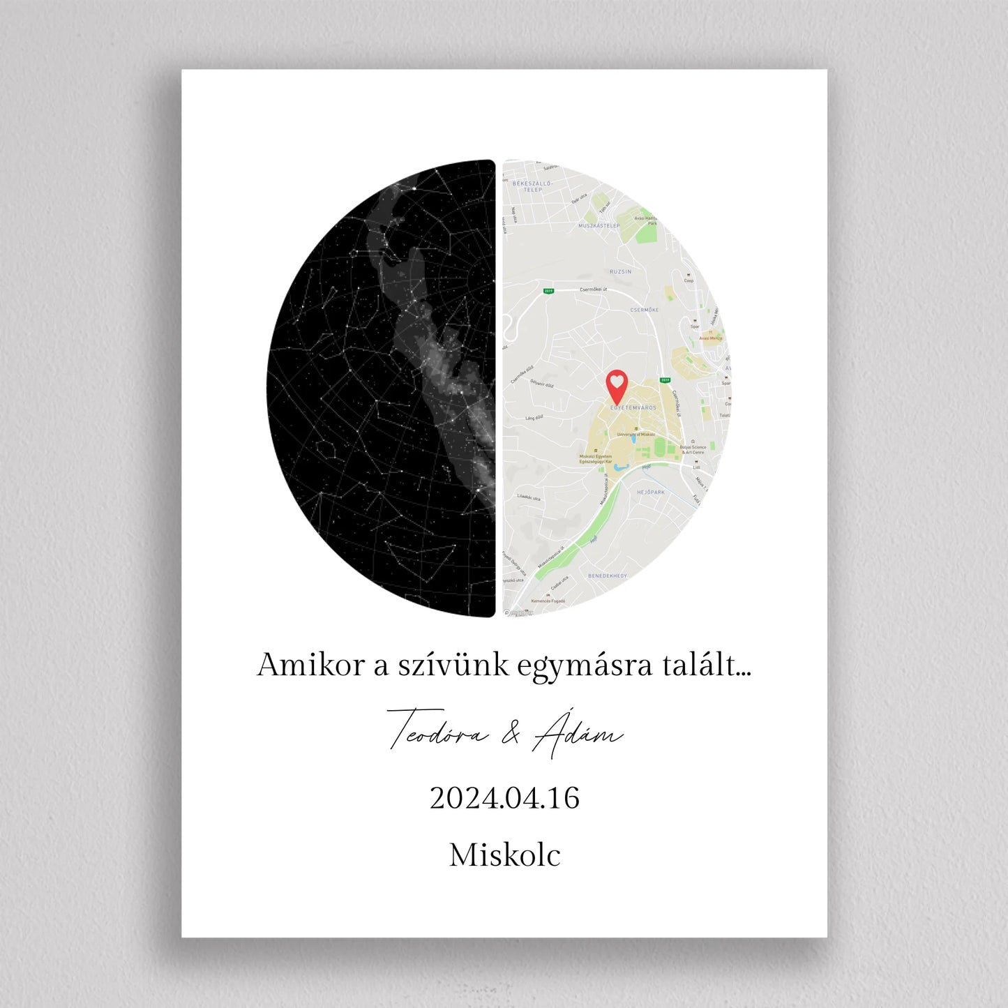 Egység két félből csillagtérkép és térkép kollázs - többszínű