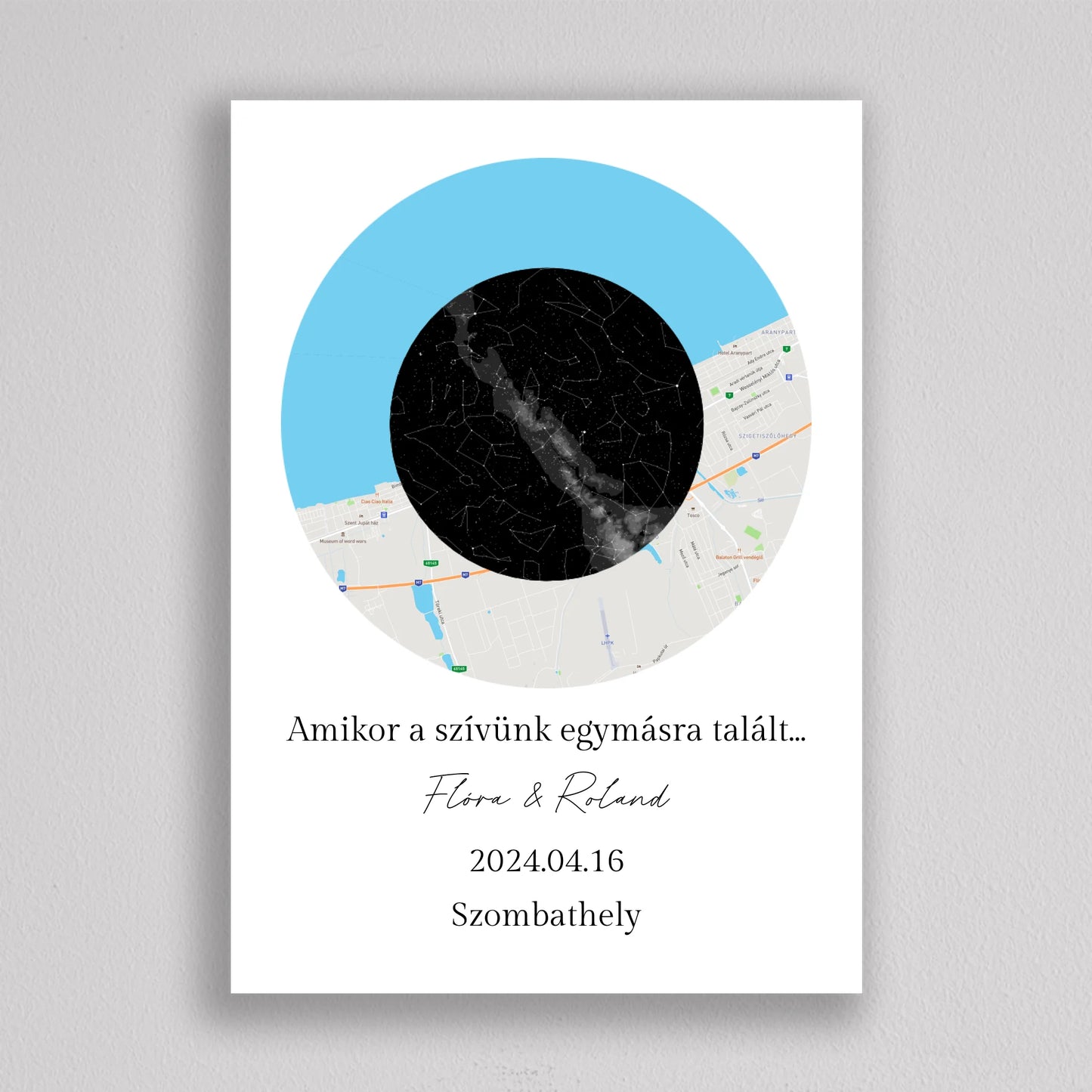 Kör a körben csillagtérkép és térkép kollázs - többszínű